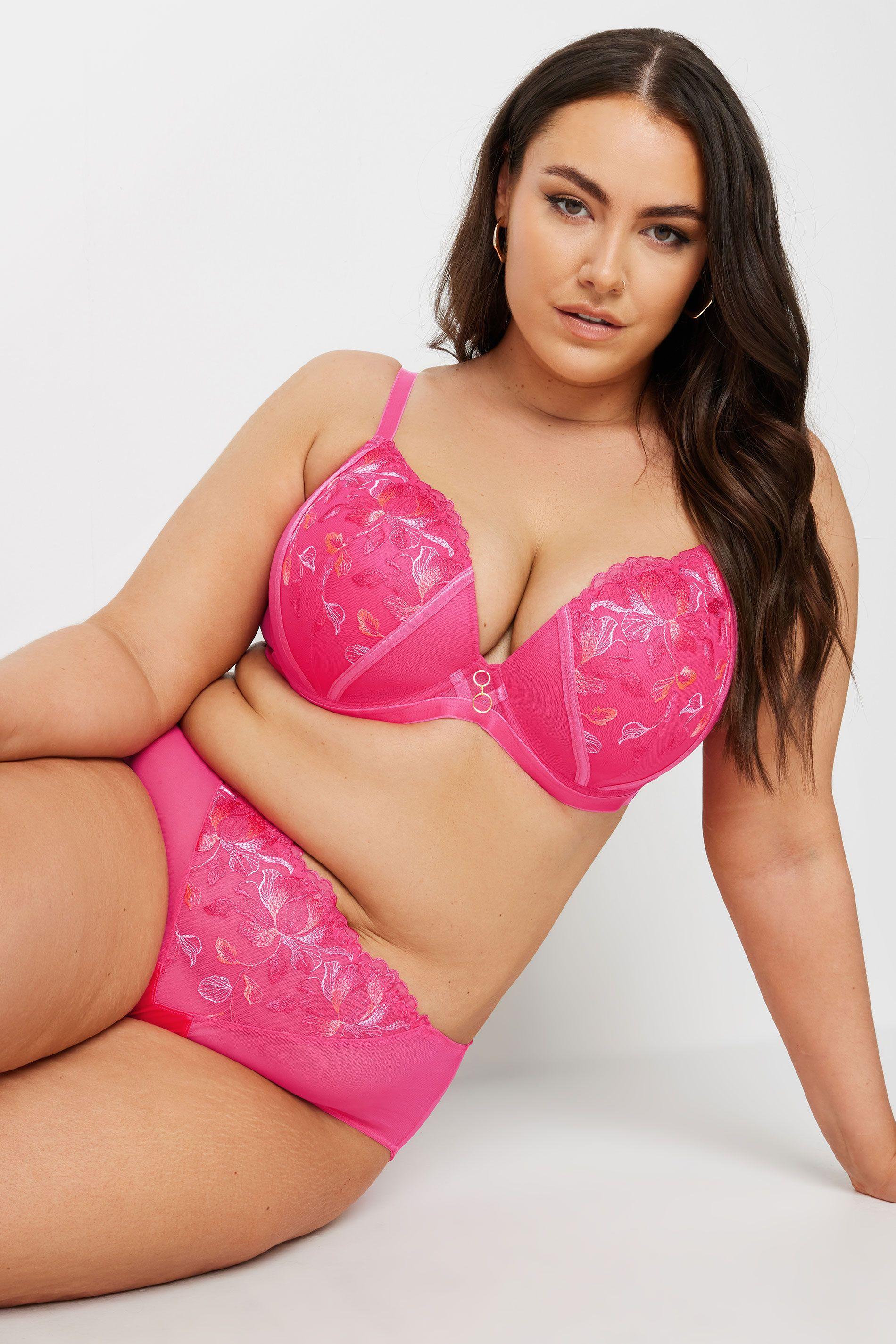 Floral Padded Plunge Bra by YOURS