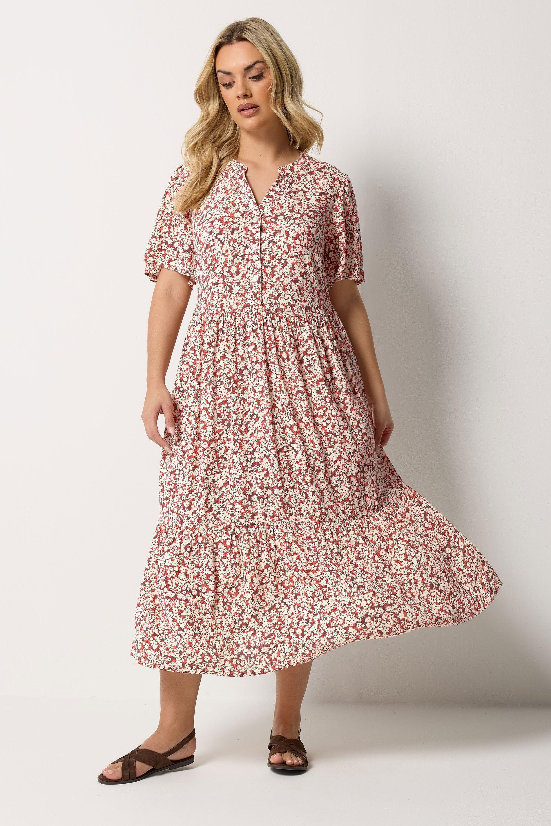 Floral Placket Dress by YOURS