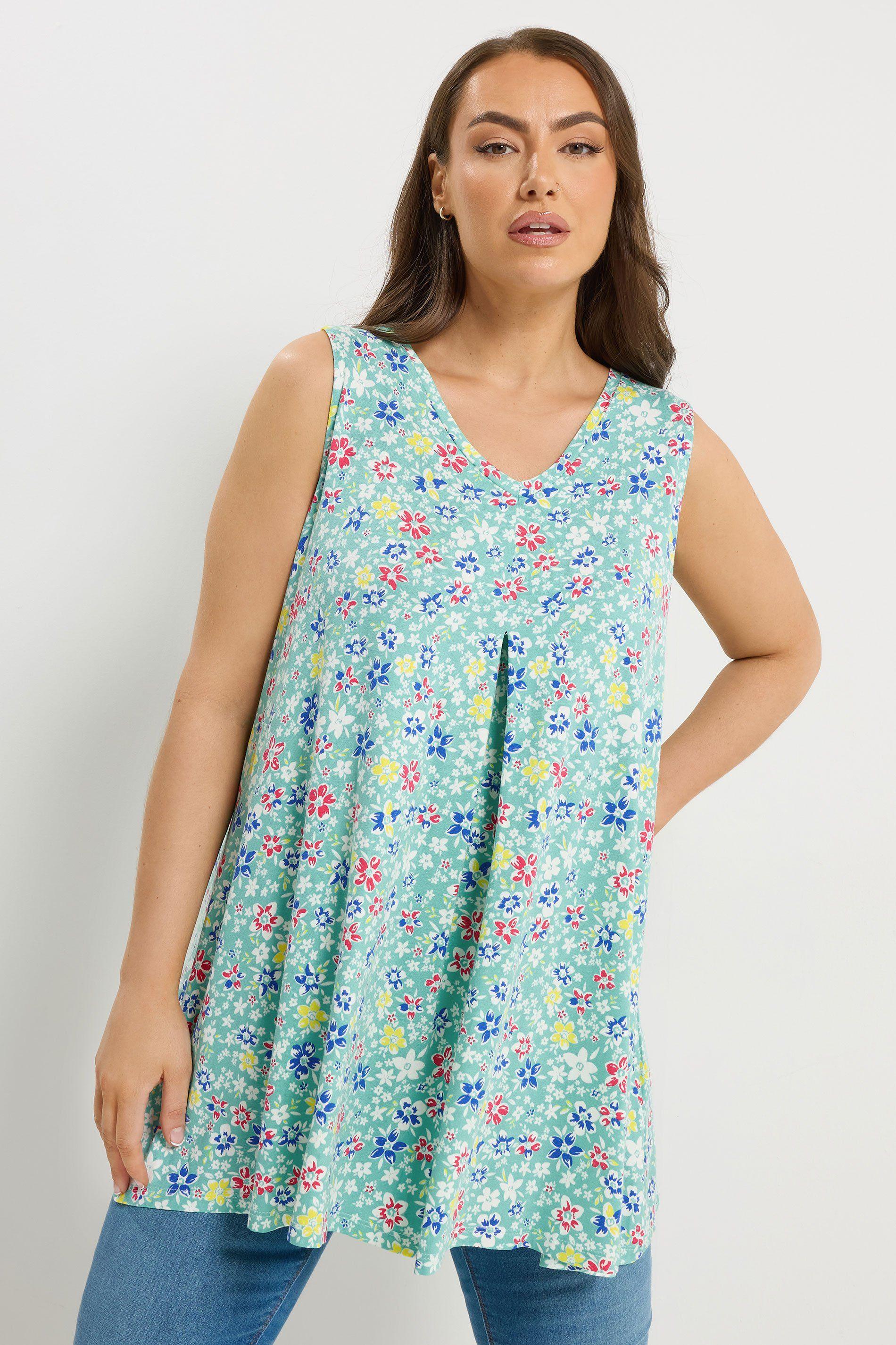 Floral Pleated Vest Top by YOURS