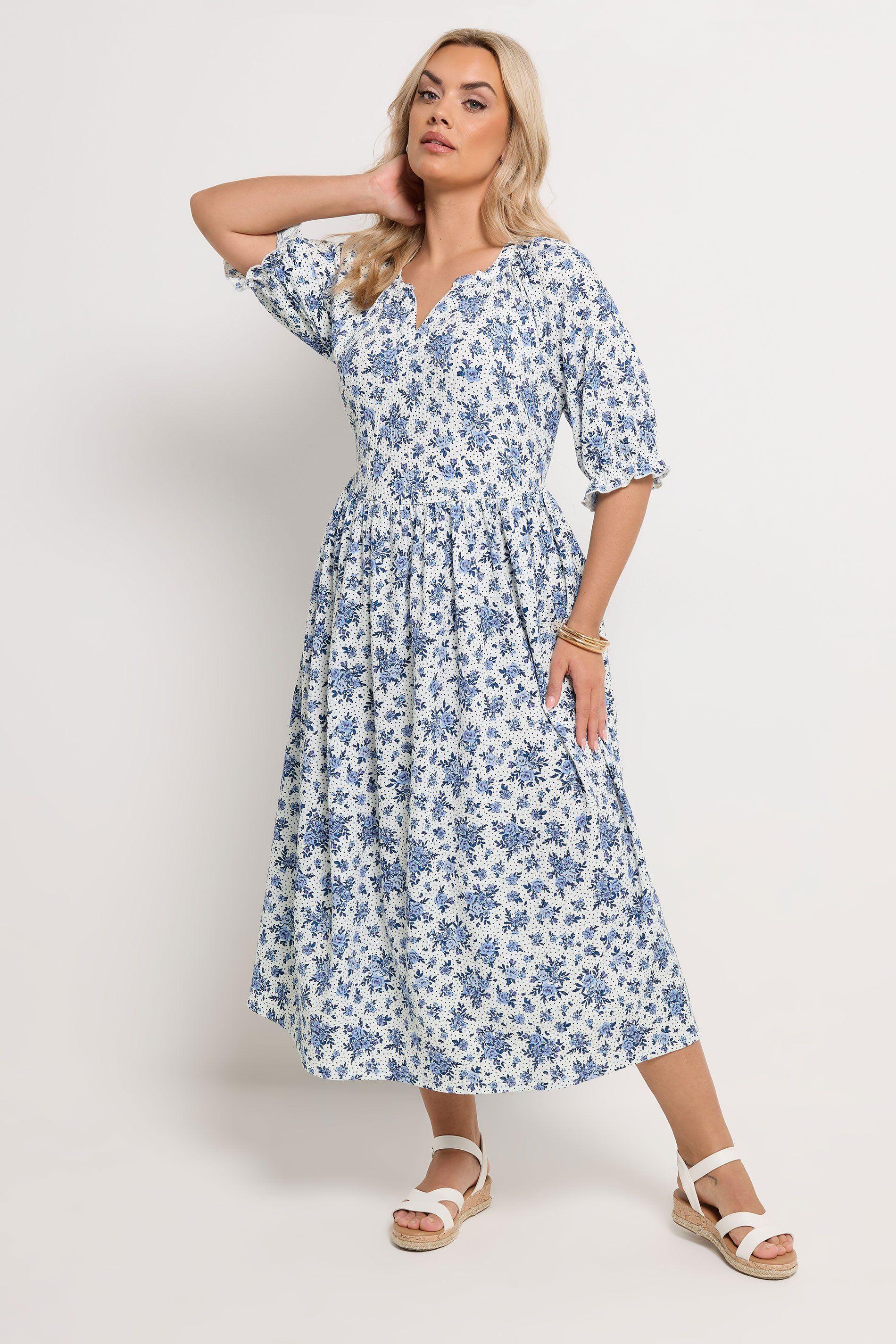 Floral Polka Dot Notch Neck Maxi Dress by YOURS