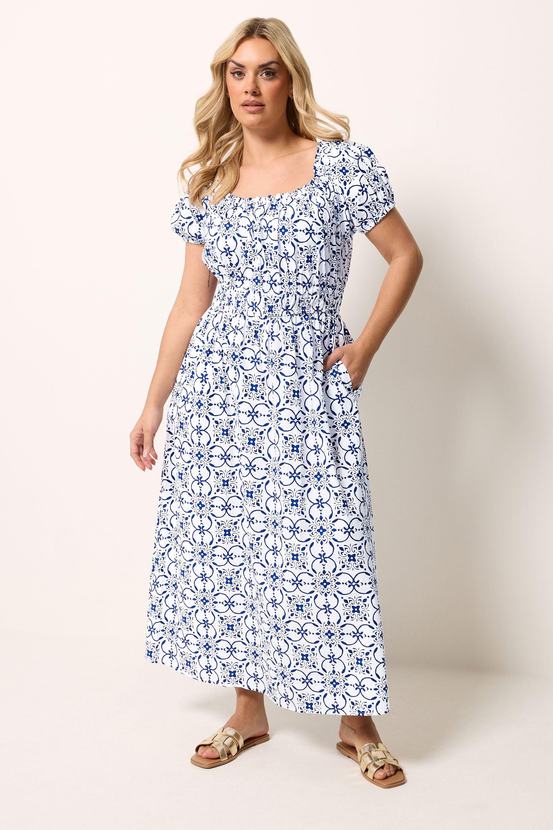 Floral Poplin Bardot Dress by YOURS