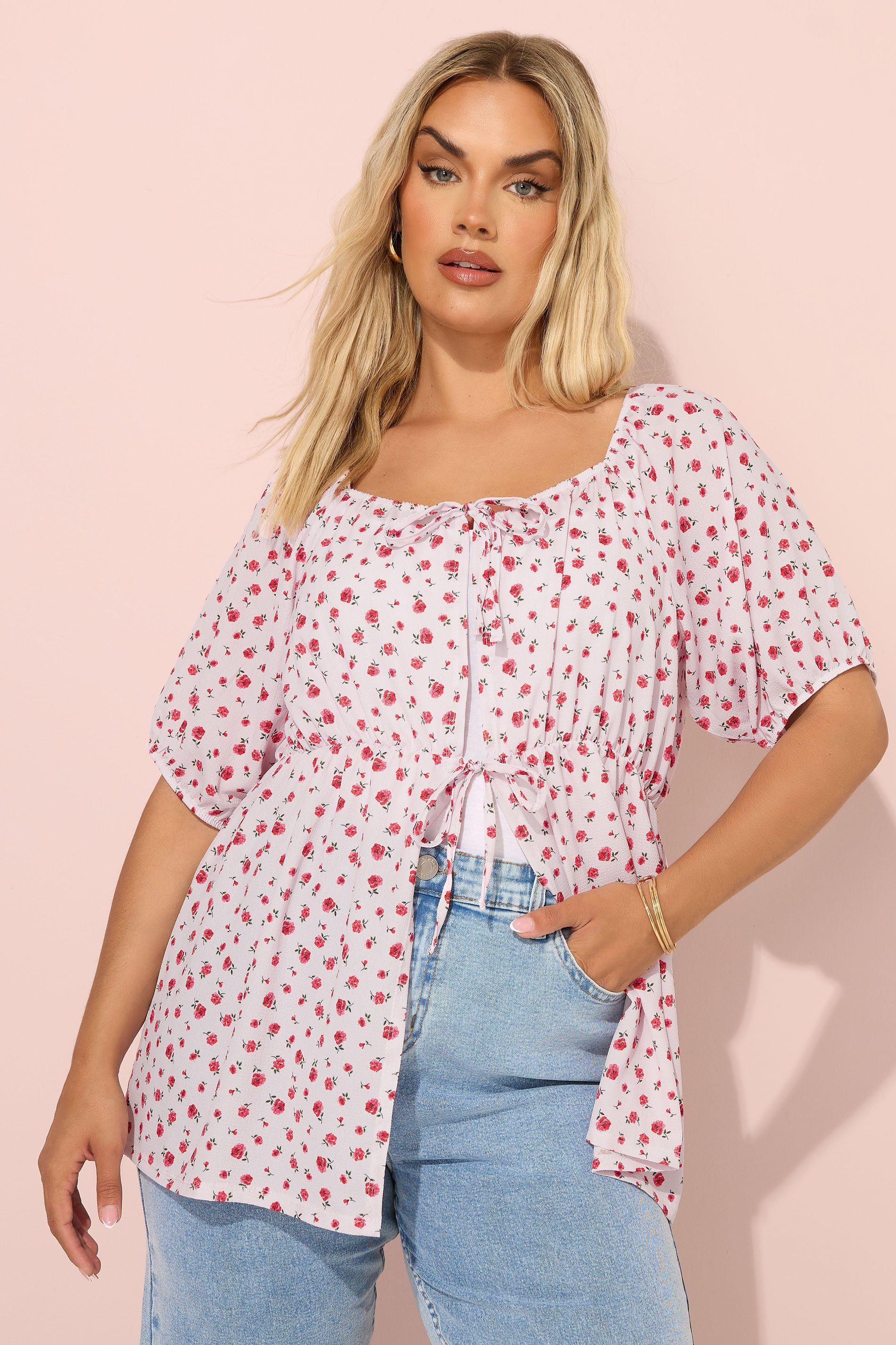 Floral Print Tie Front Top by YOURS