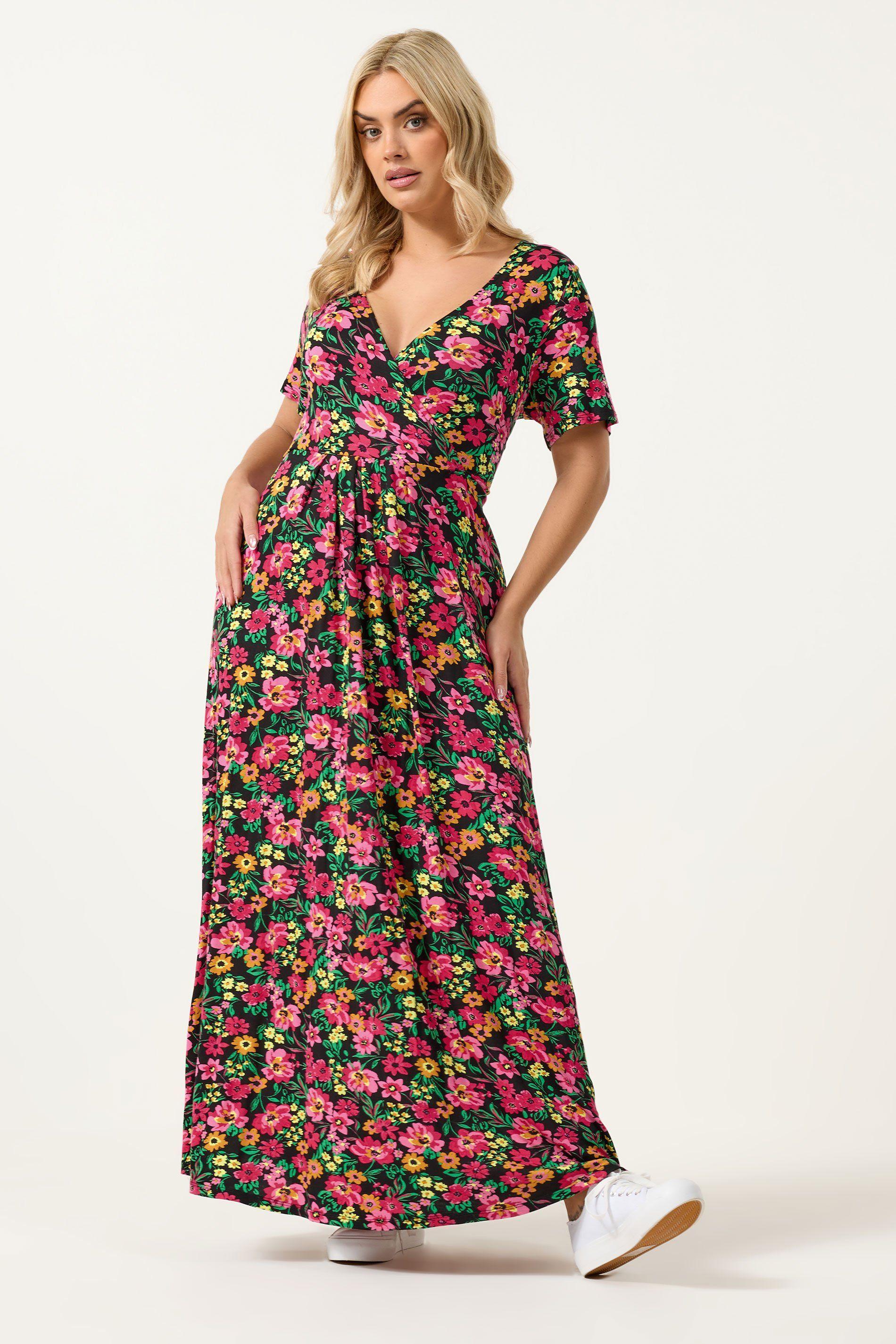 Floral Print Wrap Maxi Dress by YOURS