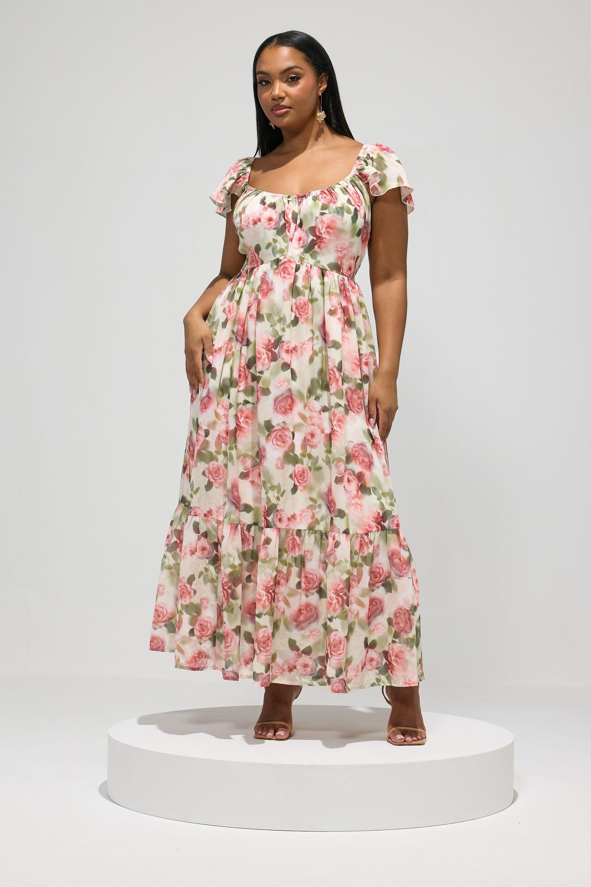 Floral Tiered Maxi Dress by YOURS