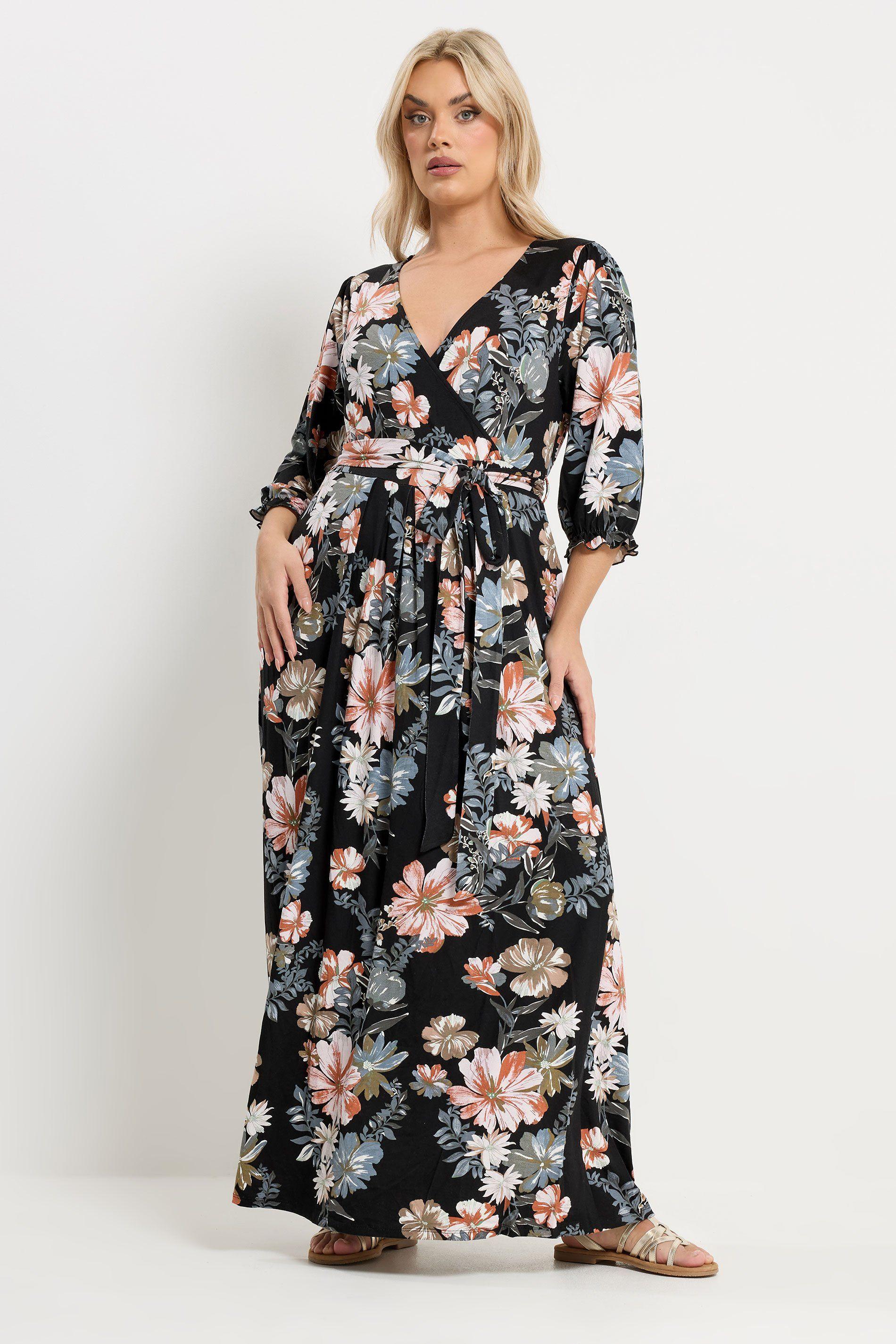 Floral V-Neck Wrap Dress by YOURS