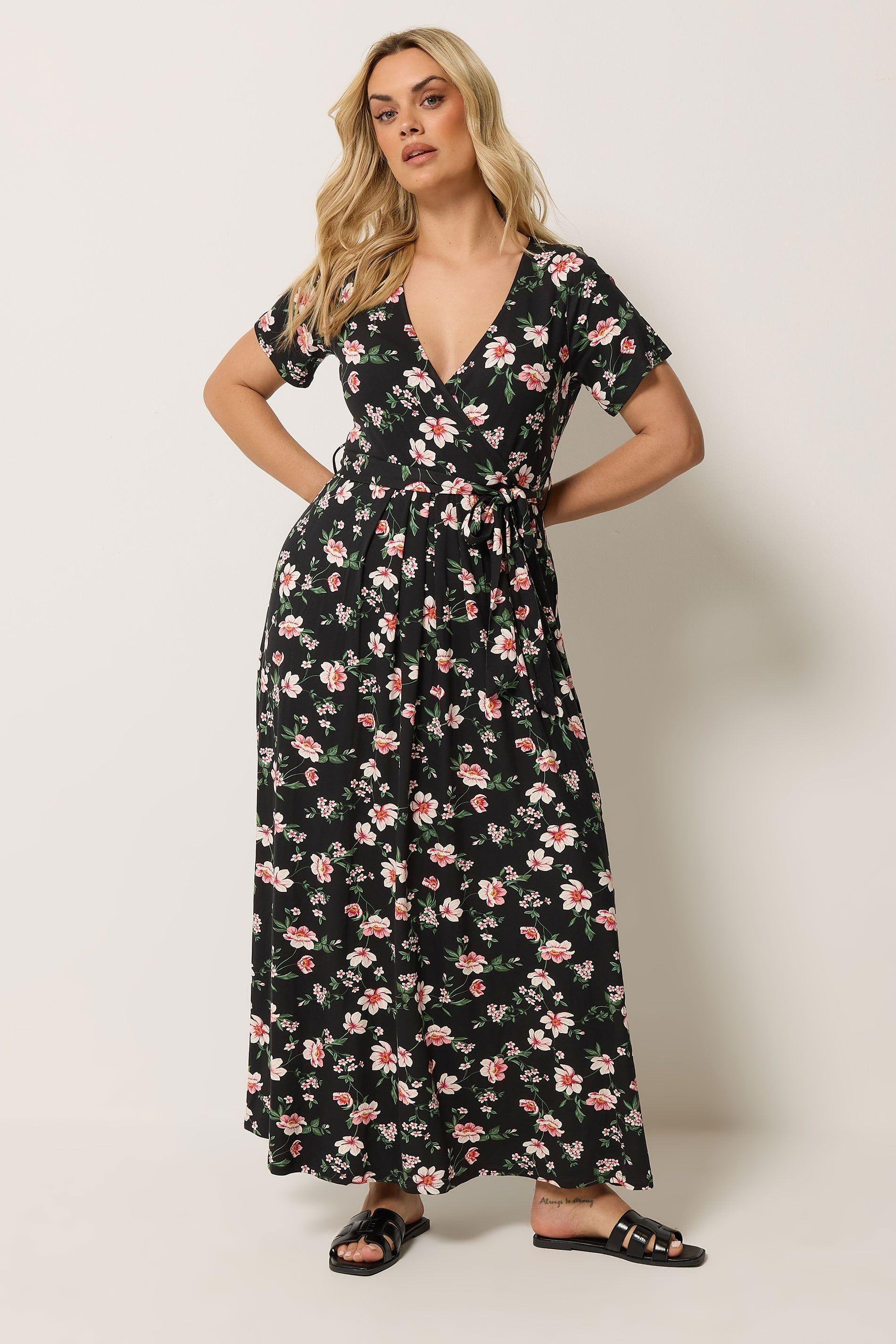 Floral Wrap Front Dress by YOURS