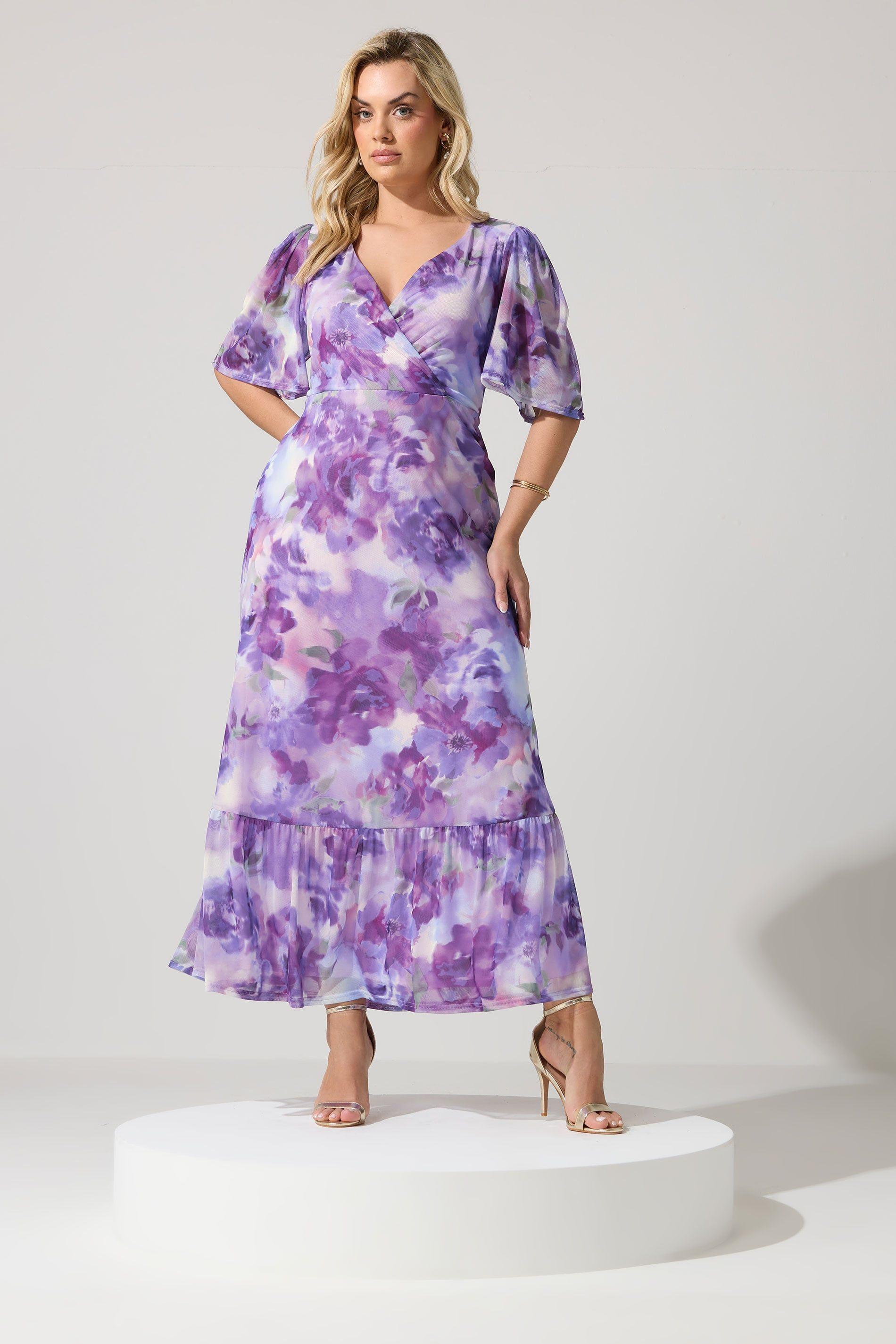 Floral Wrap Ruffle Hem Dress by YOURS