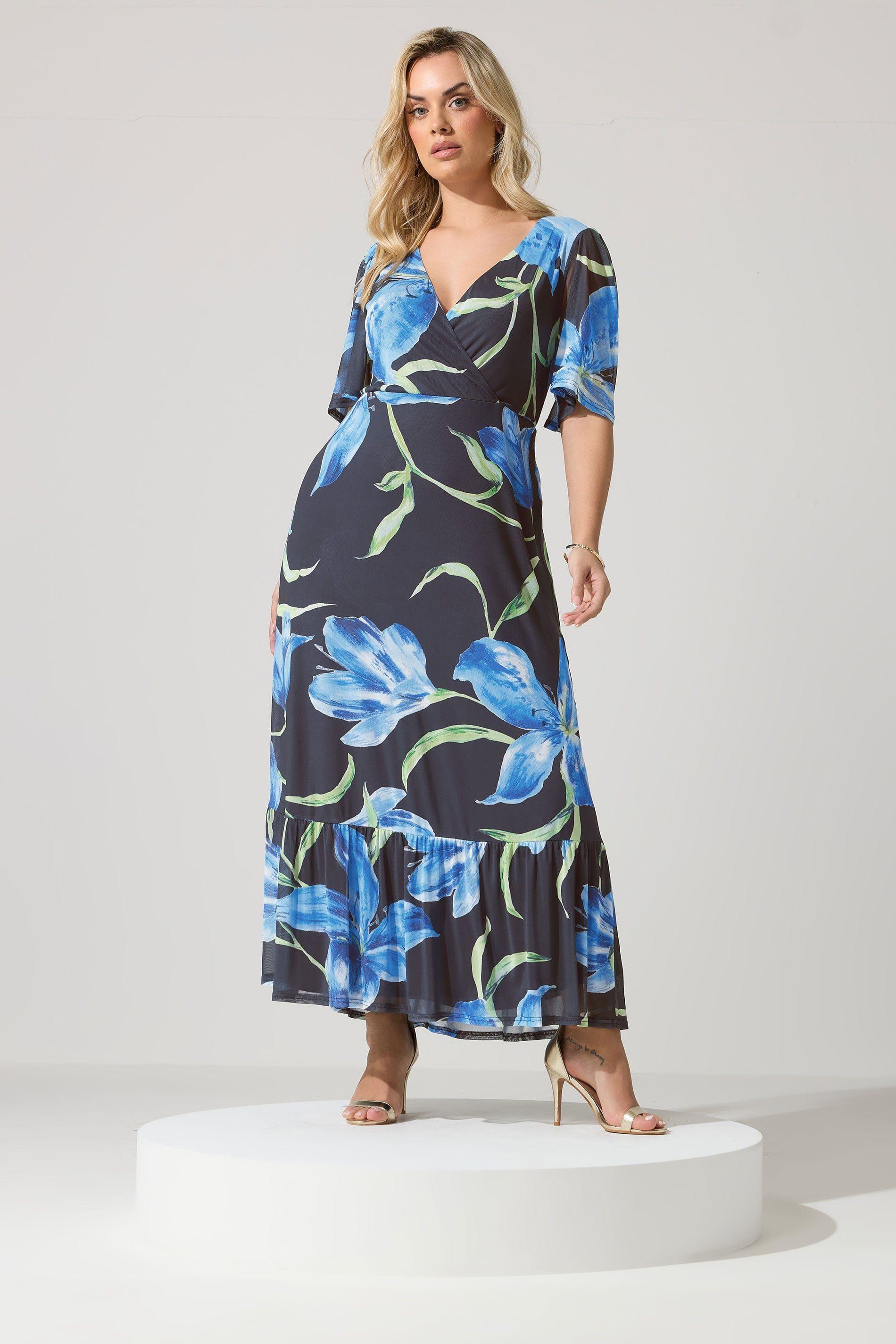 Floral Wrap Ruffle Hem Dress by YOURS