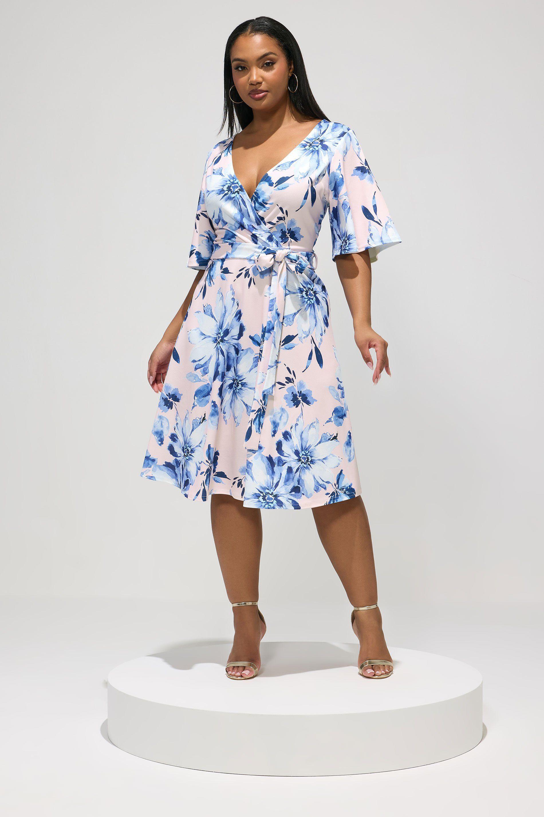 Floral Wrap Skater Dress by YOURS