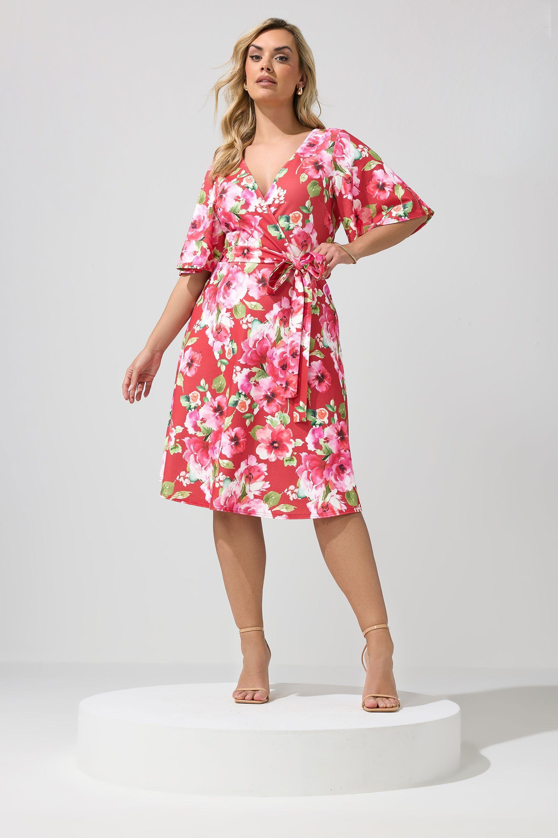 Floral Wrap Skater Dress by YOURS
