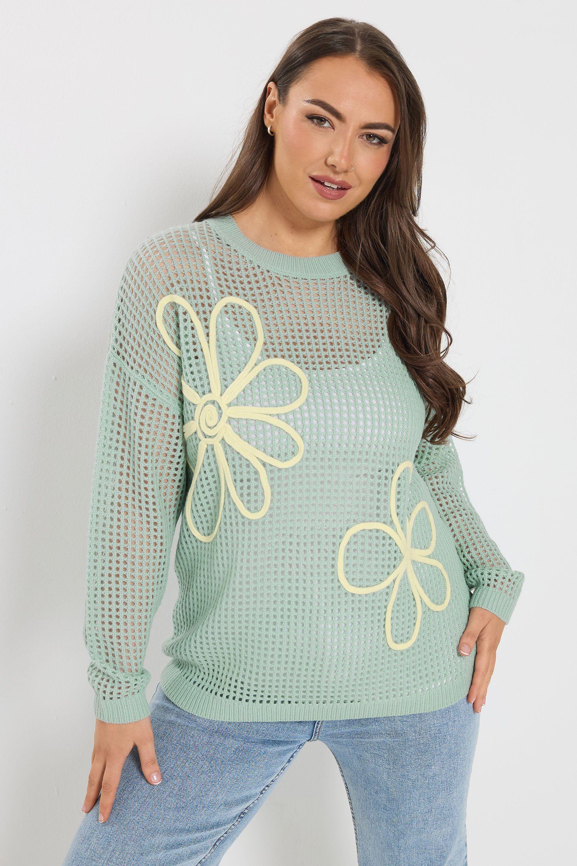 Flower Detail Kitted Jumper by YOURS