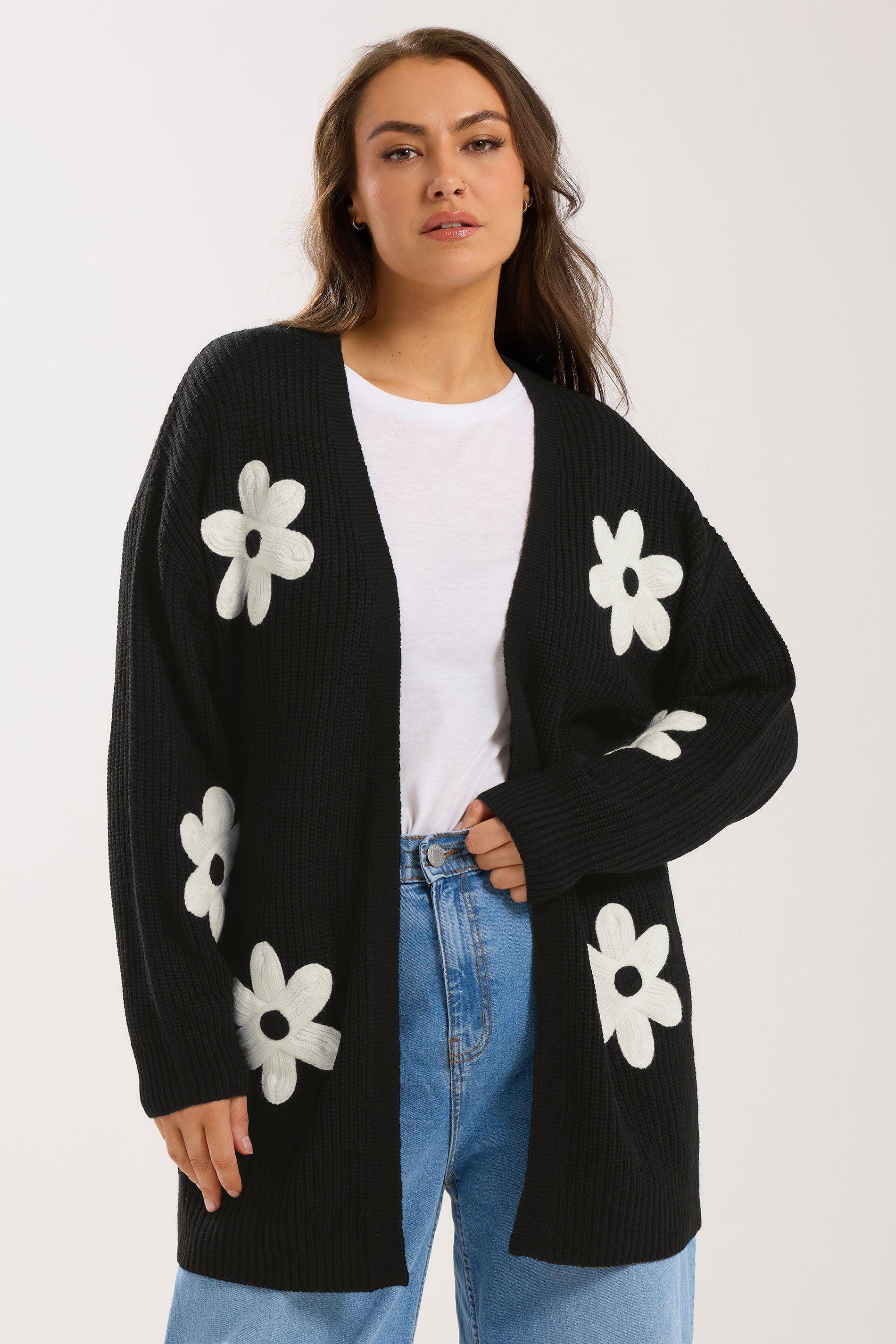 Flower Detail Knitted Cardigan by YOURS