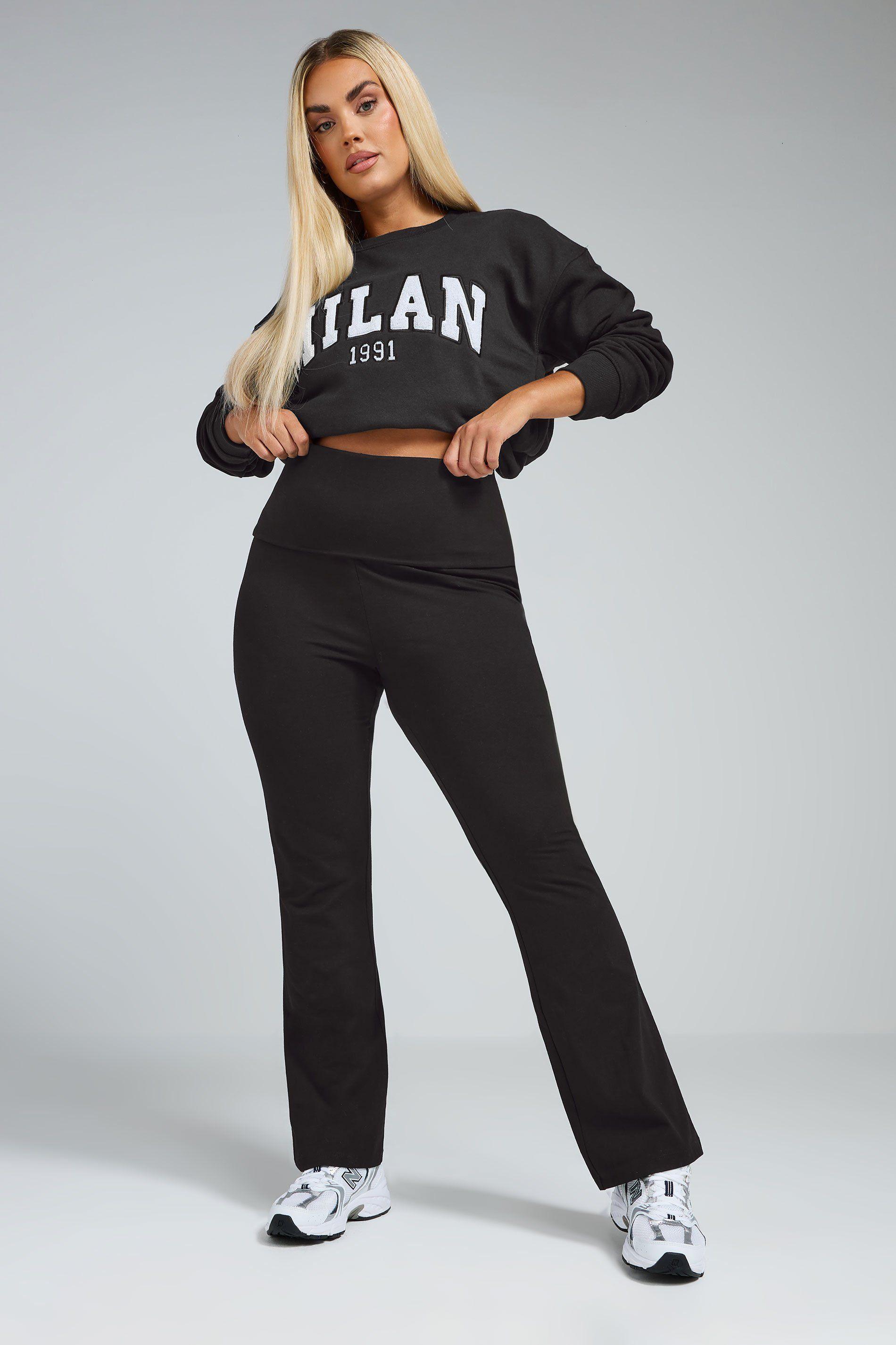 Fold Over Kick Flare Leggings by YOURS