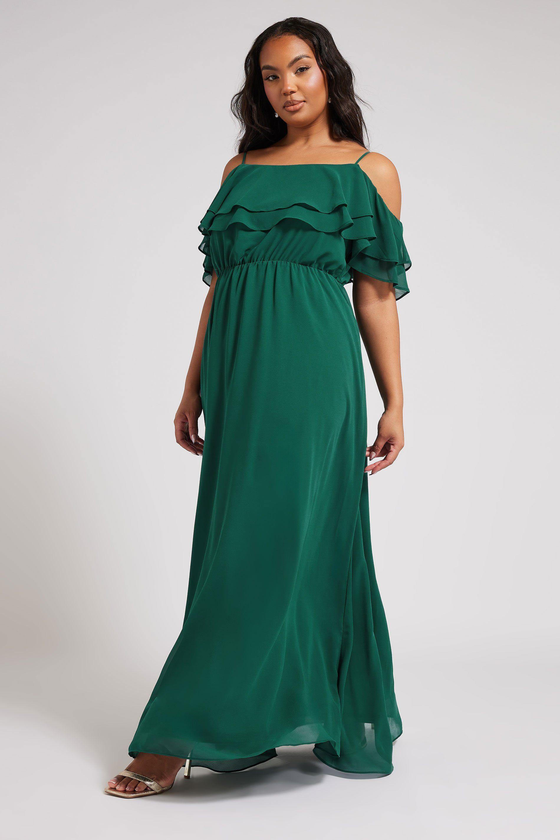 Frill Cold Shoulder Maxi Dress by YOURS