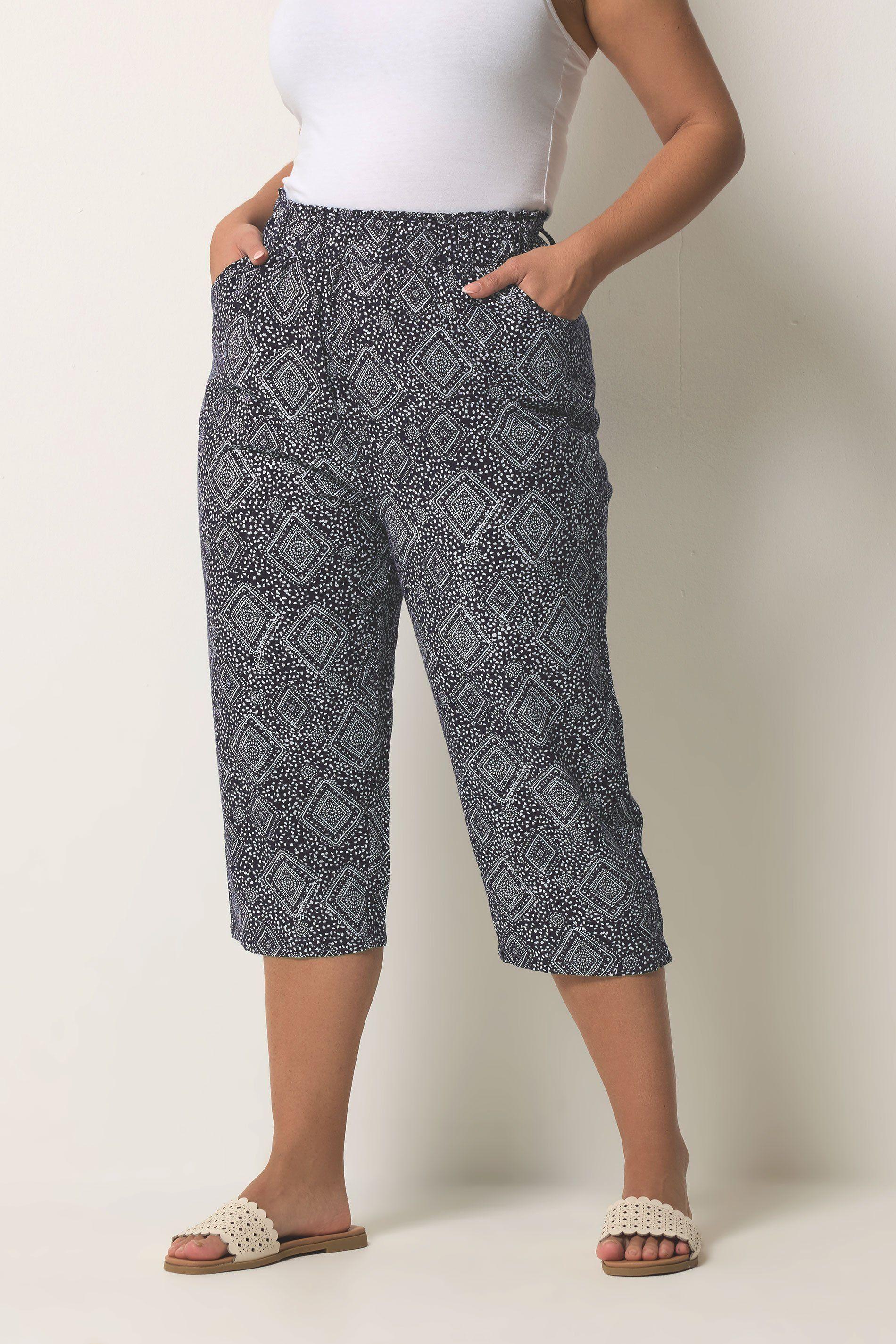 Geometric Cool Cotton Cropped Trousers by YOURS