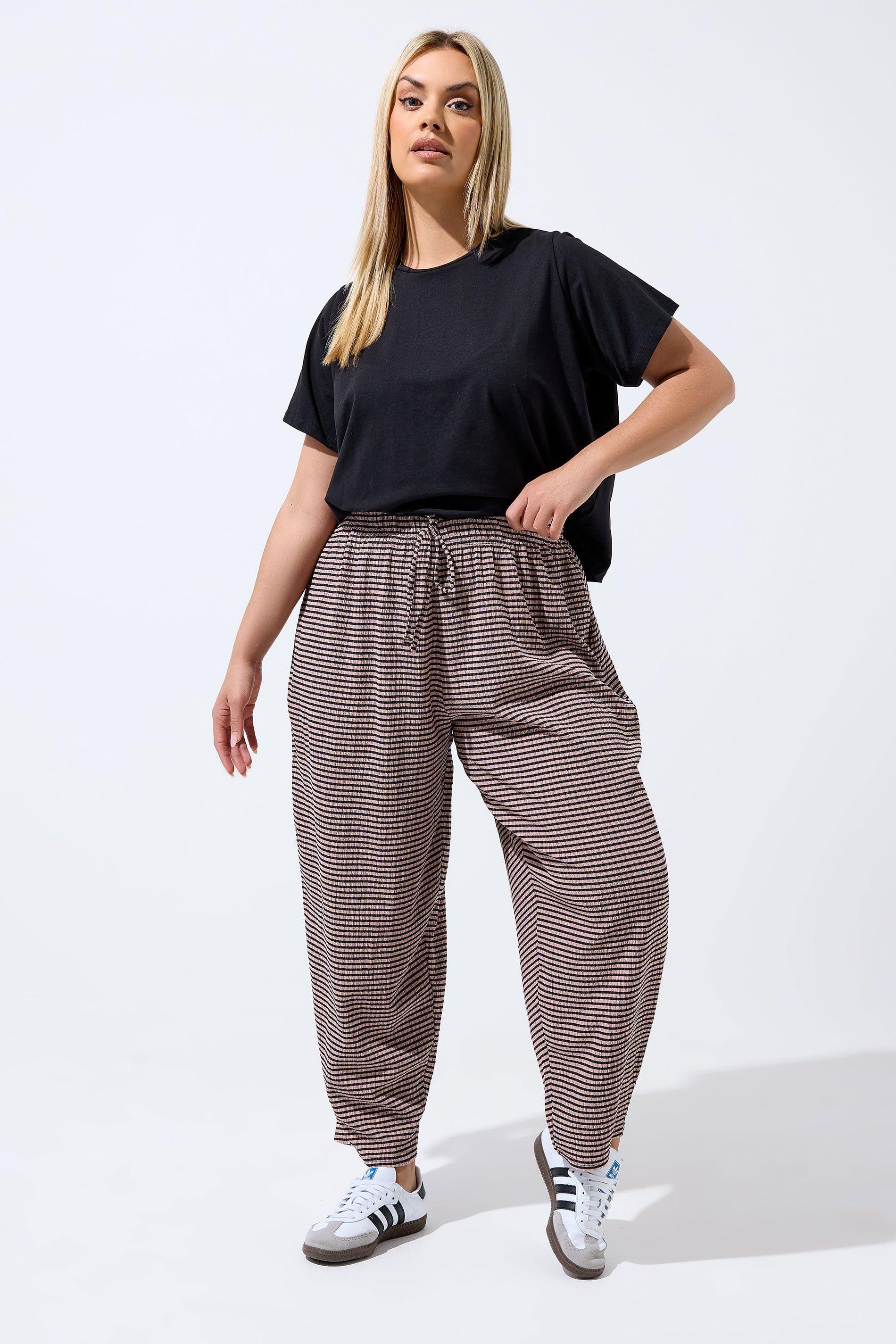 Gingham Crinkle Wide Leg Trousers by YOURS