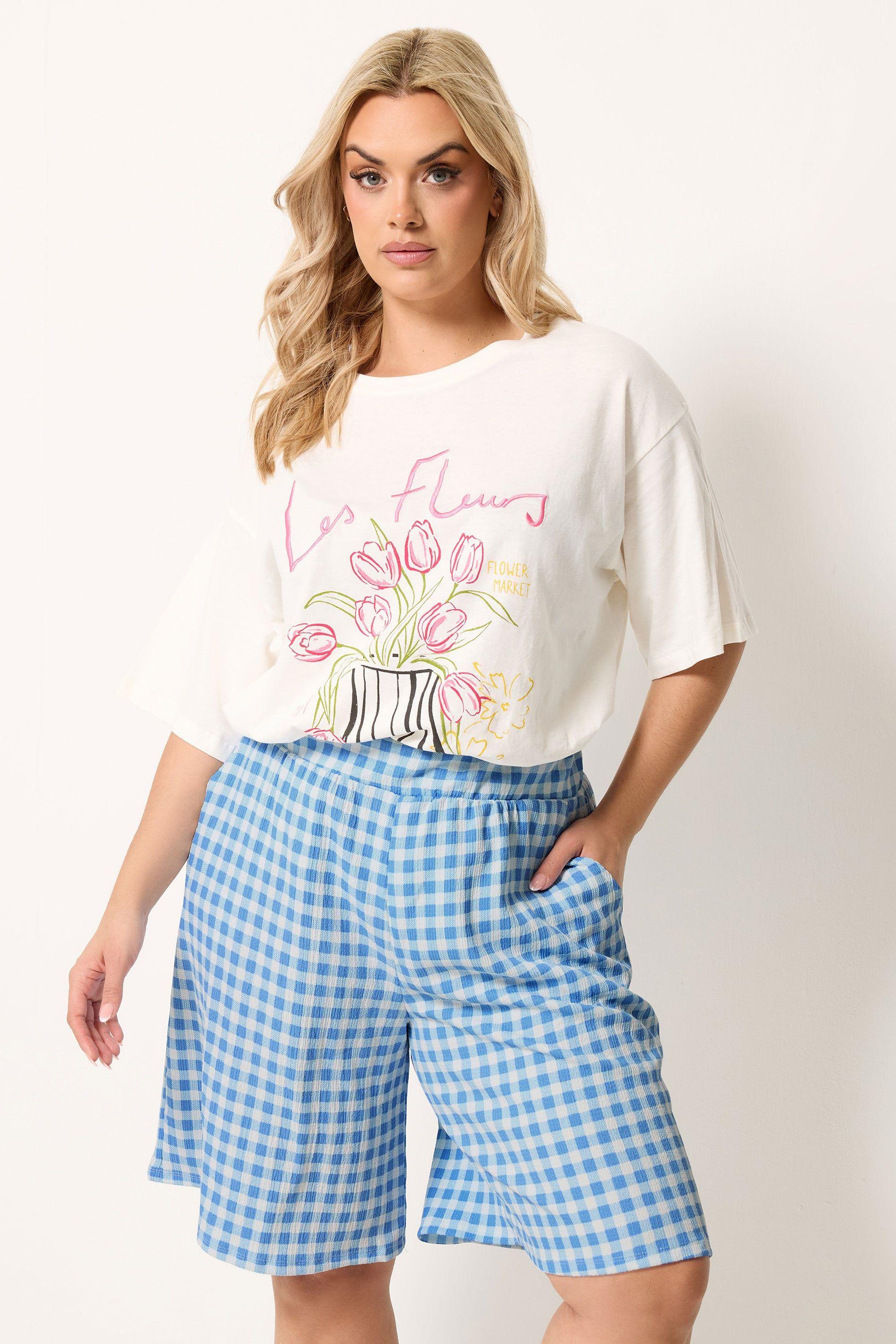 Gingham Jersey Shorts by YOURS