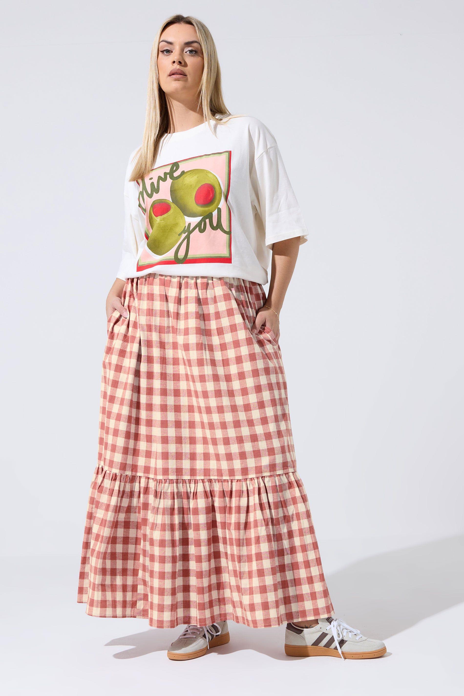 Gingham Maxi Skirt by YOURS