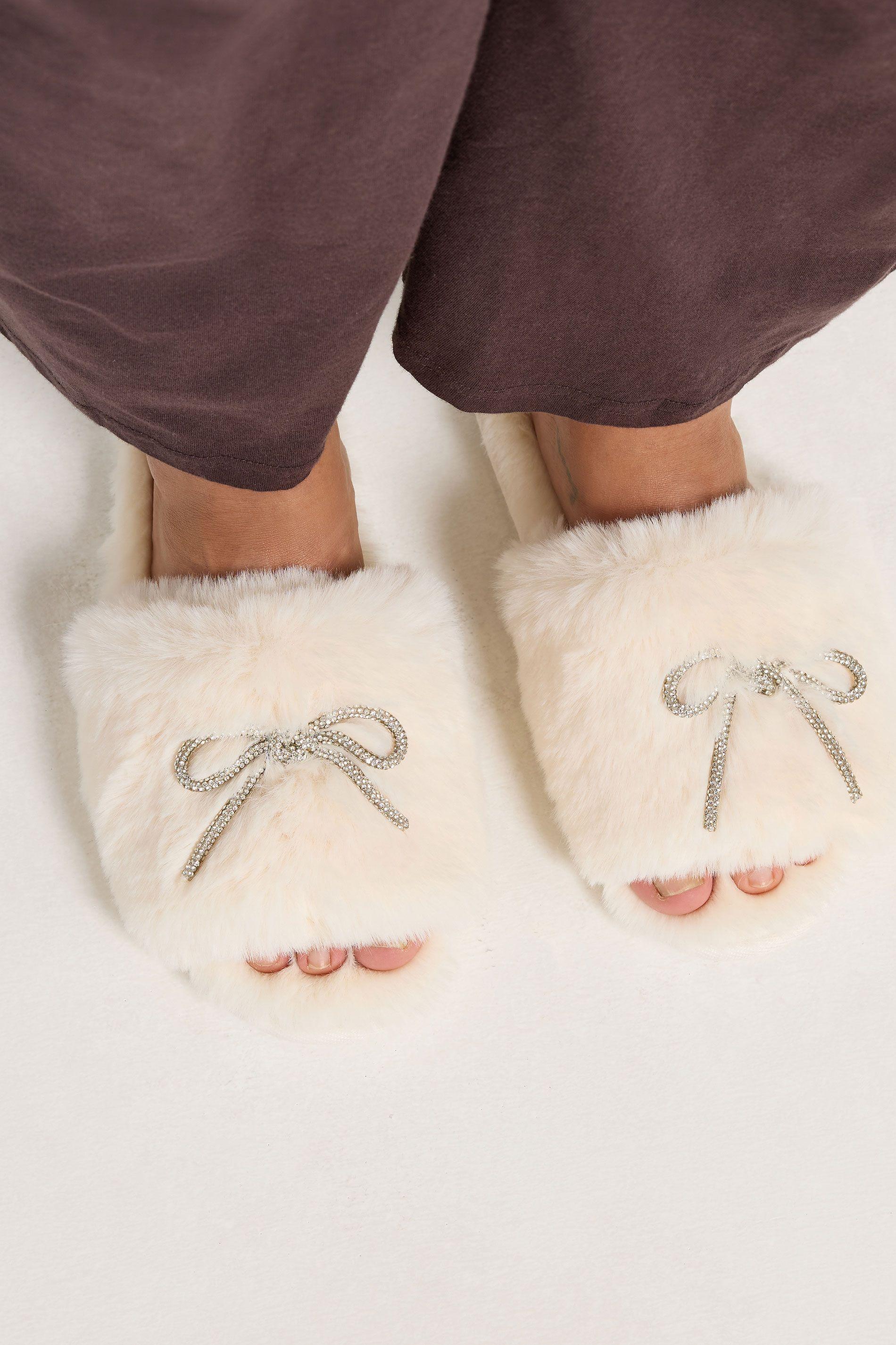Glitter Bow Mule Slipper by YOURS