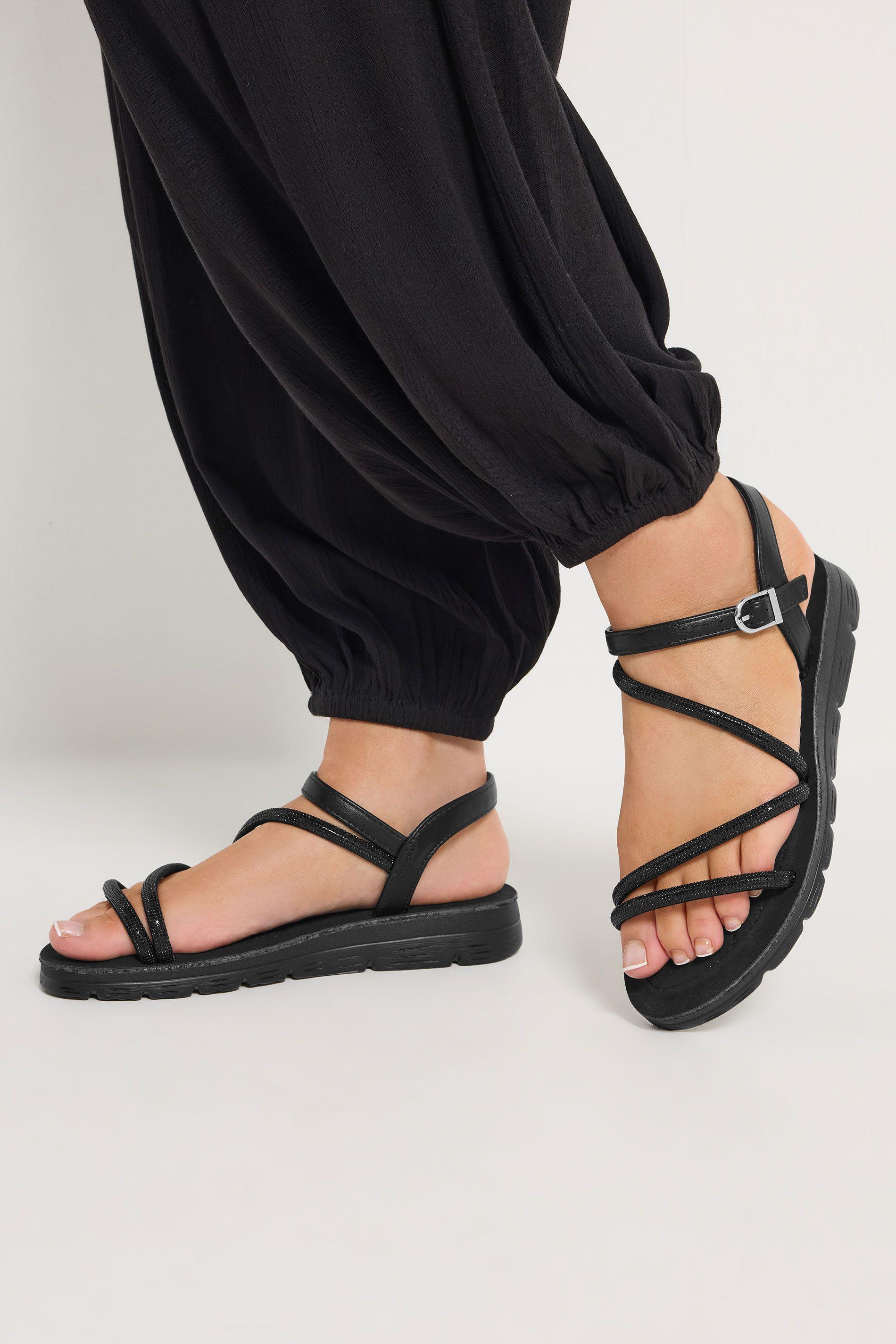 Glitter Comfort Sandals In Extra Wide EEE Fit by YOURS