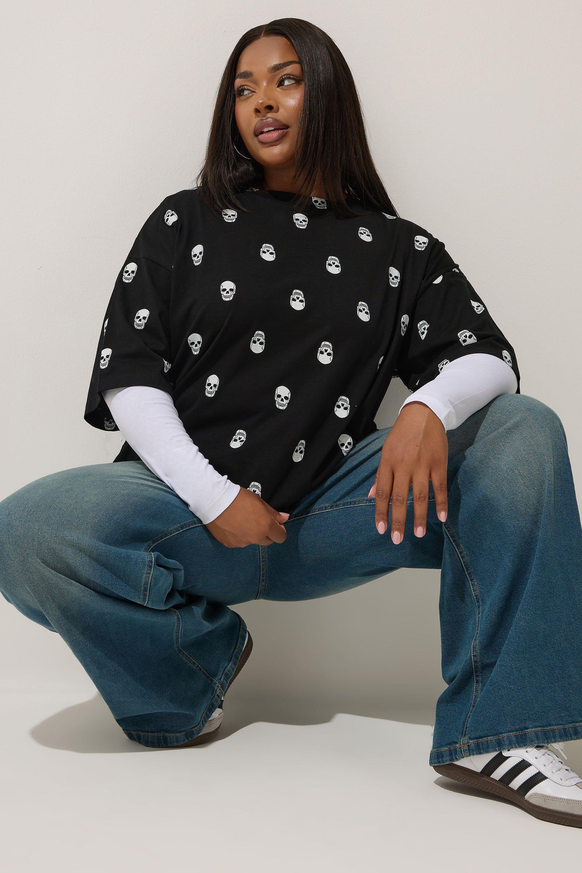 Graphic Skull Print 2-In-1 T-Shirt by YOURS
