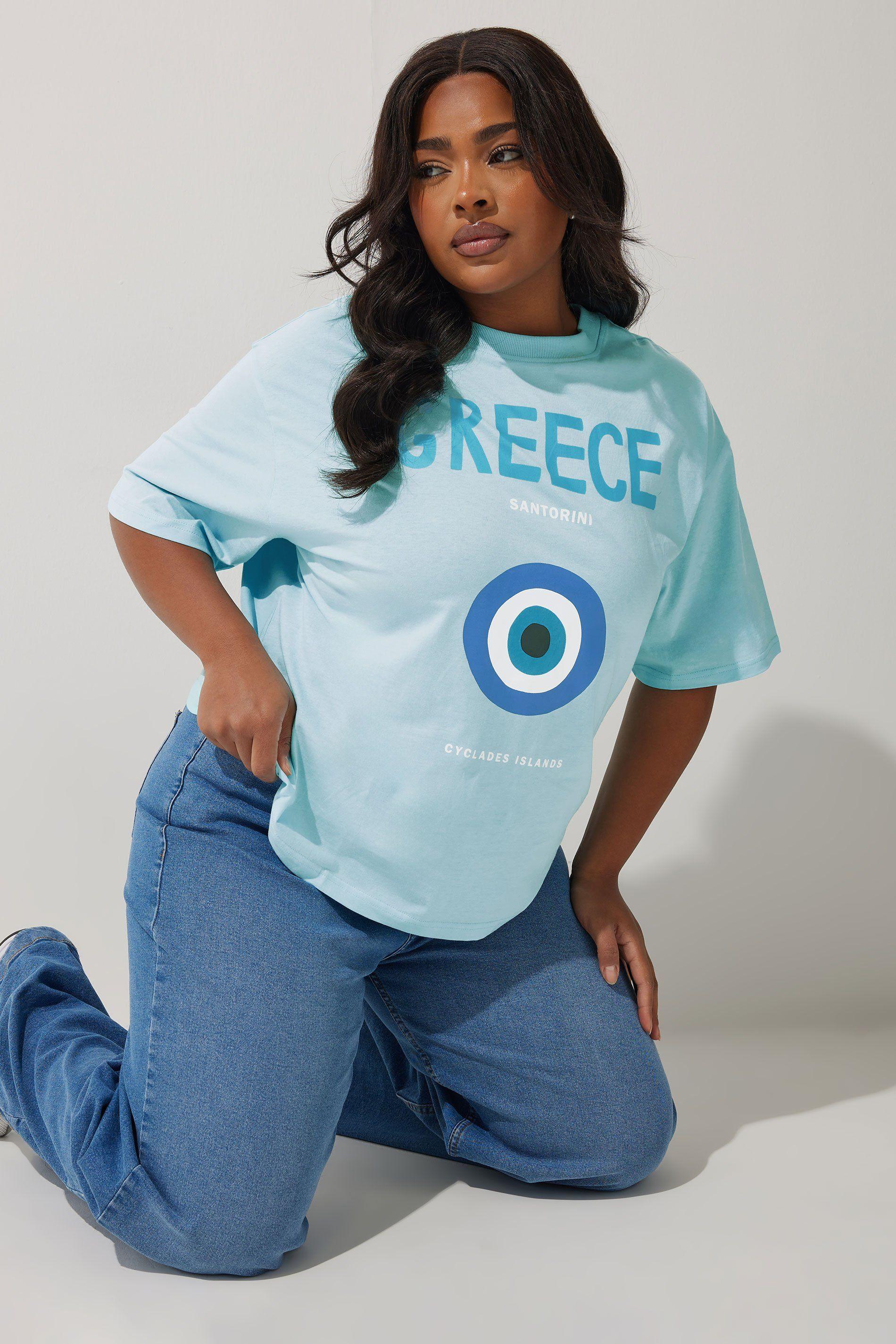'Greece' Graphic Boxy T-Shirt by YOURS