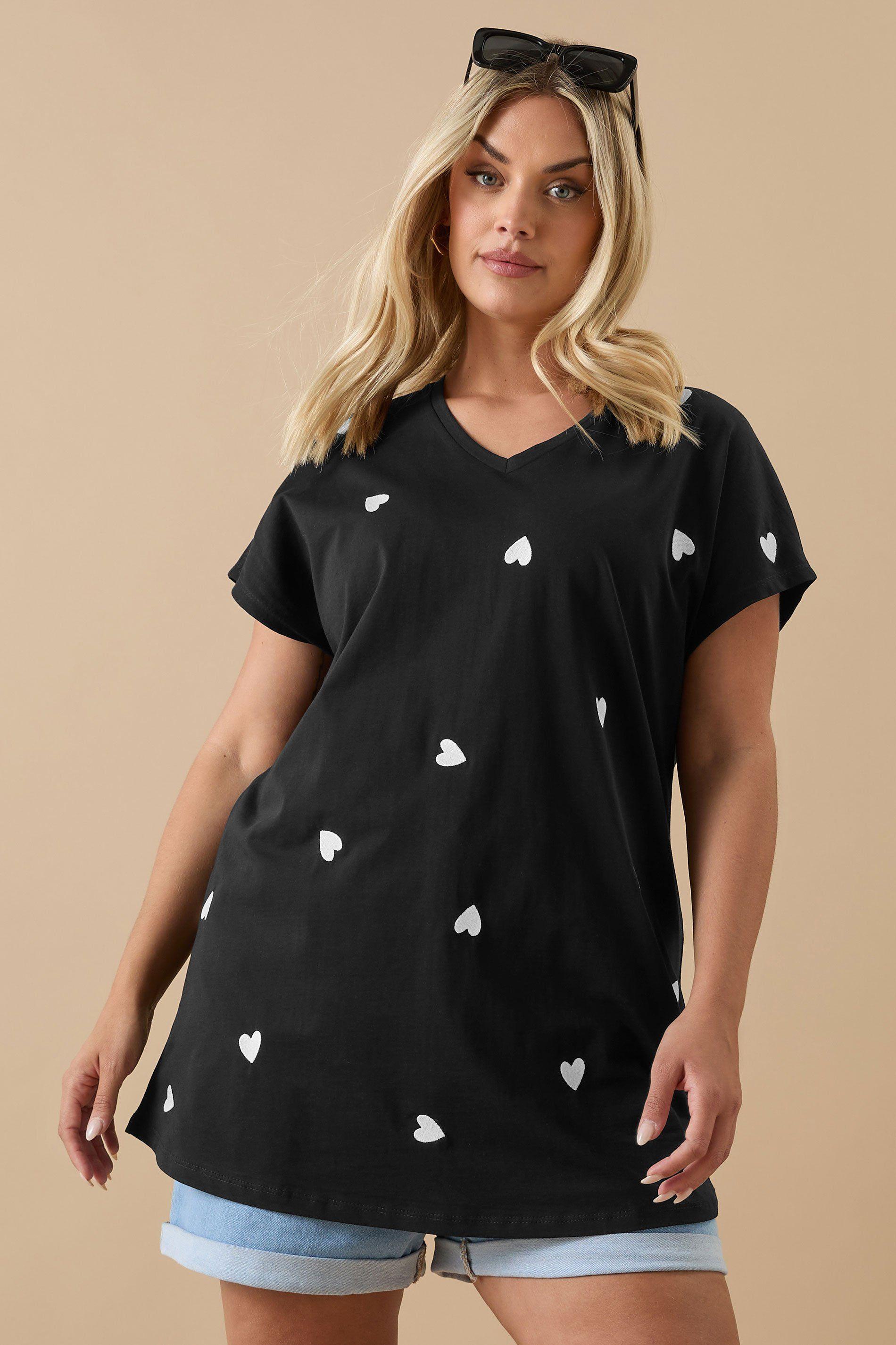 Heart Embroidered T-Shirt by YOURS