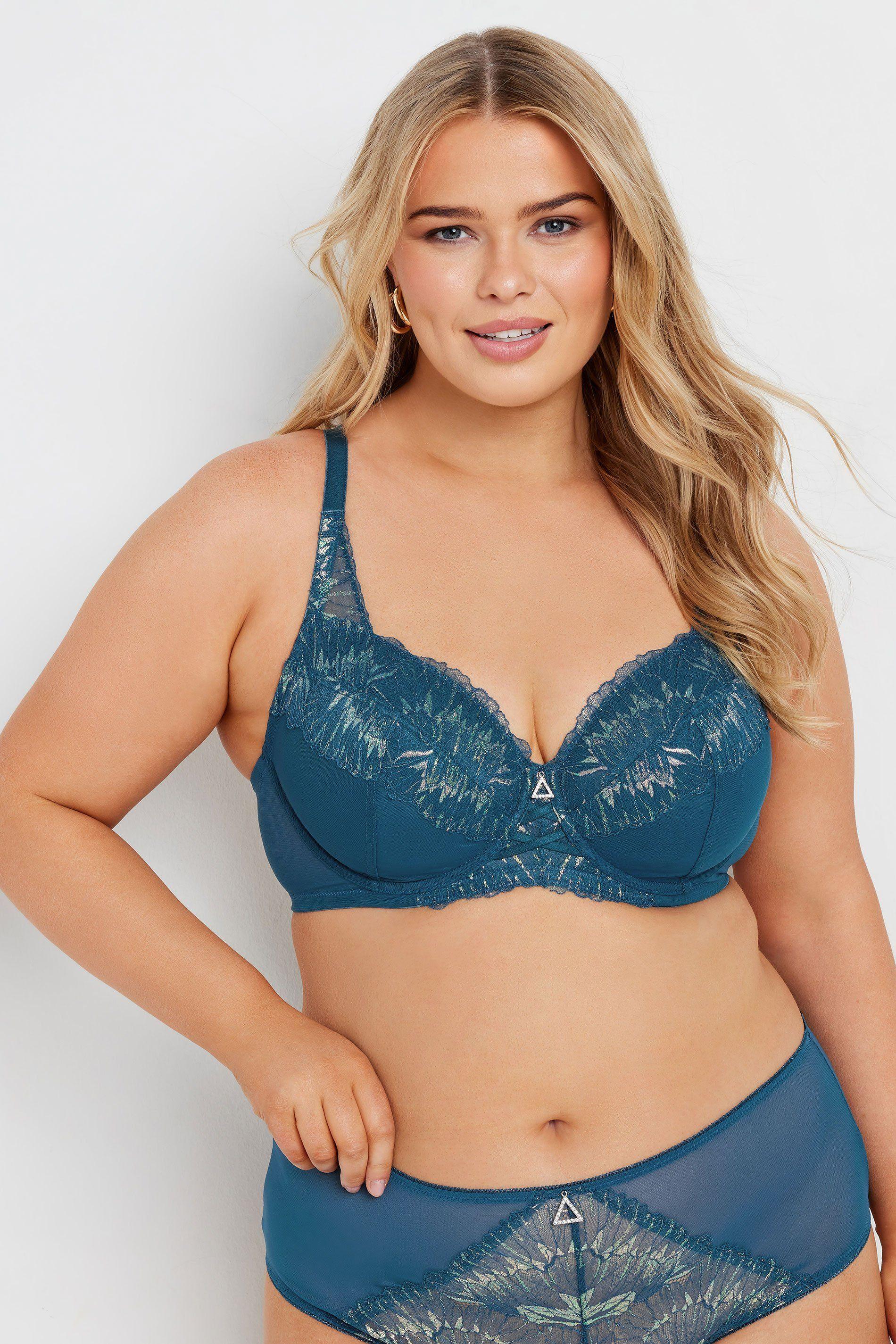 Iridescent Lace Underwired Bra by YOURS