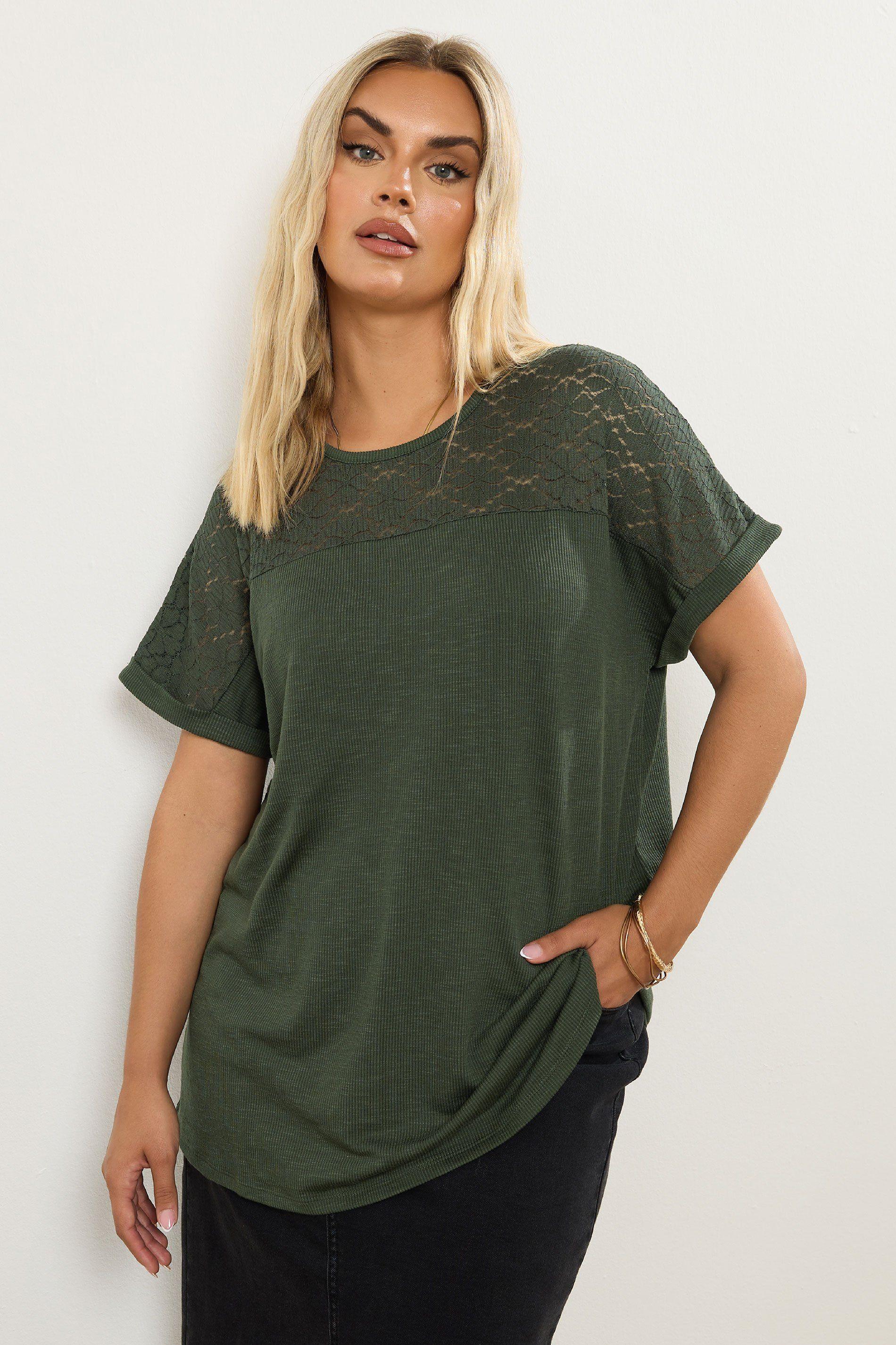 Lace Panel T-Shirt by YOURS