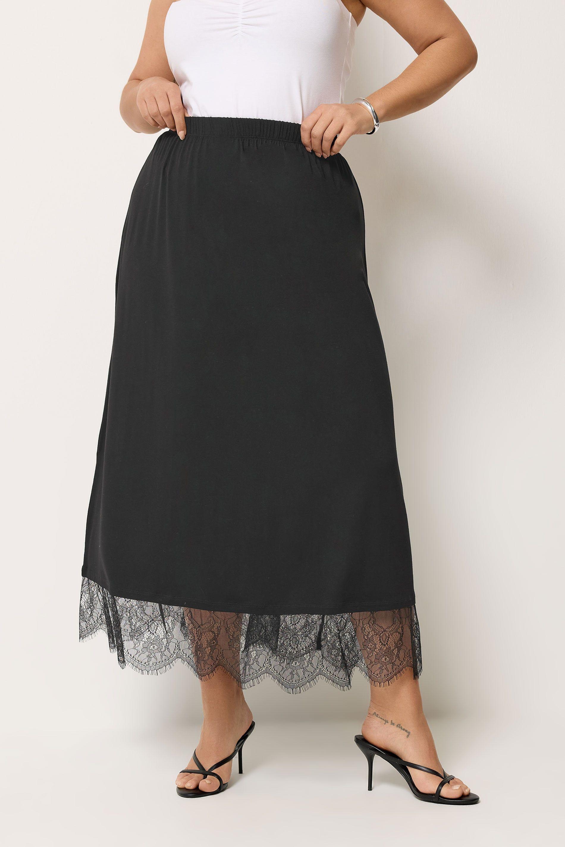 Lace Trim Gathered Skirt by YOURS