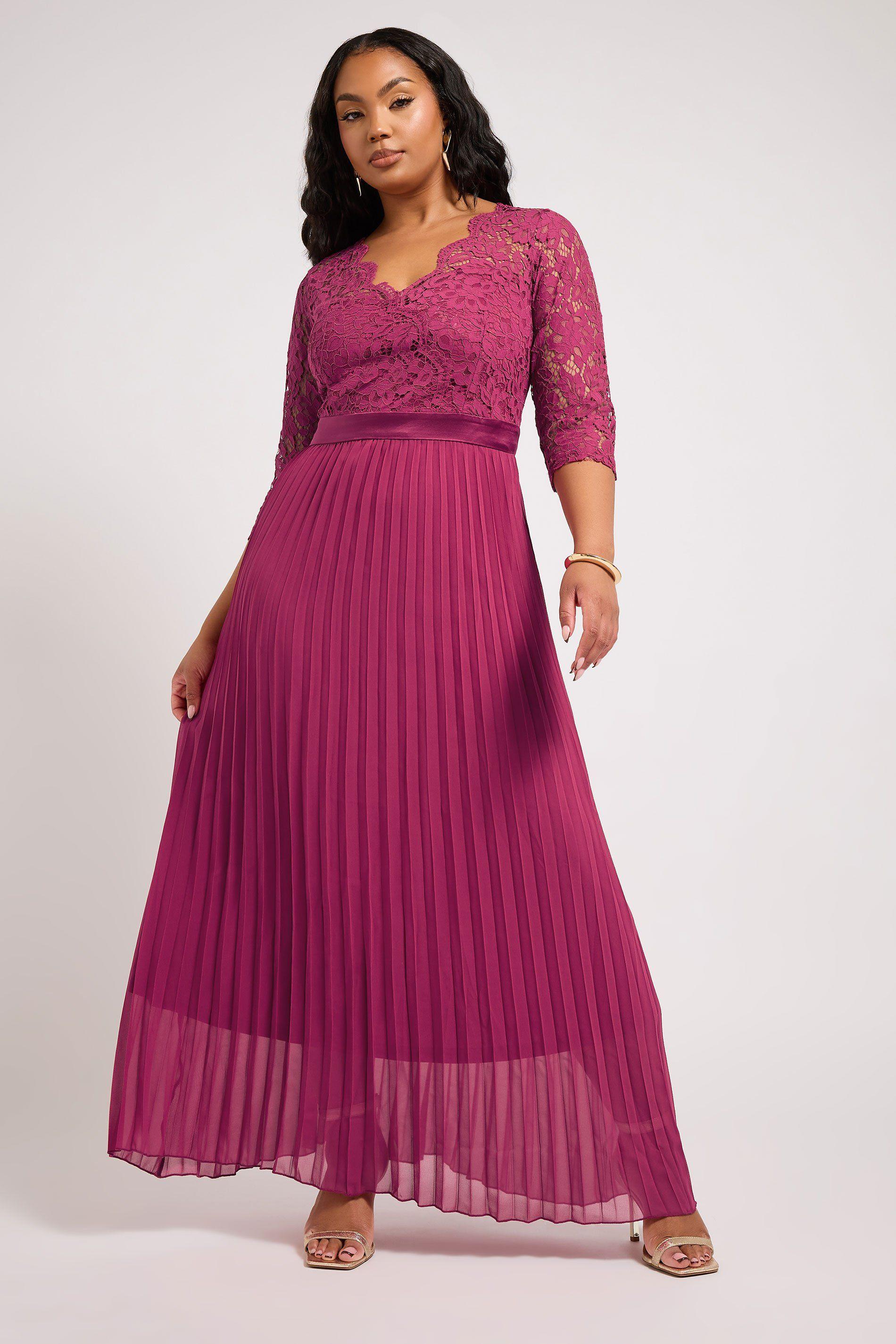 Lace Wrap Pleated Maxi Dress by YOURS