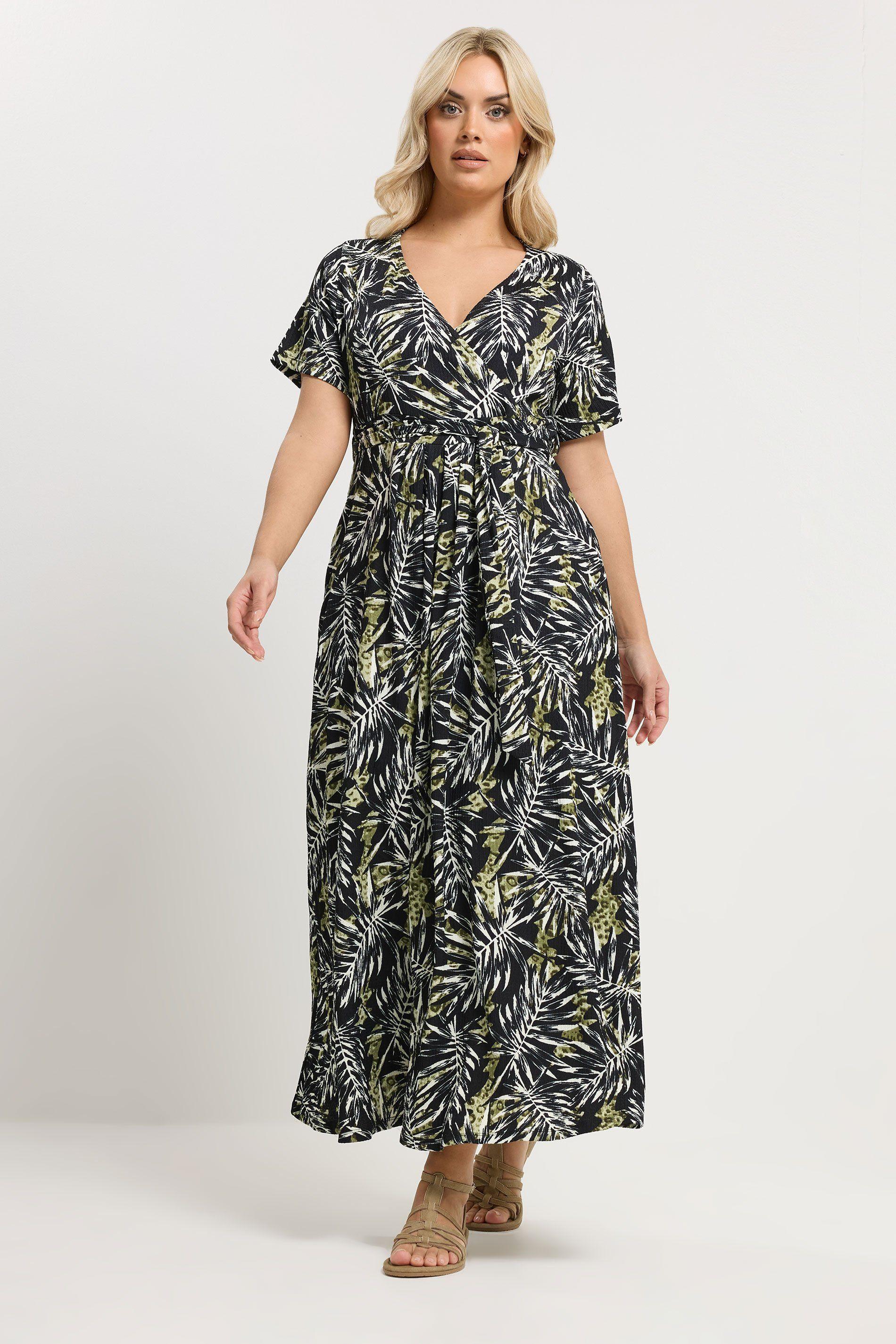 Leaf Wrap Front Maxi Dress by YOURS