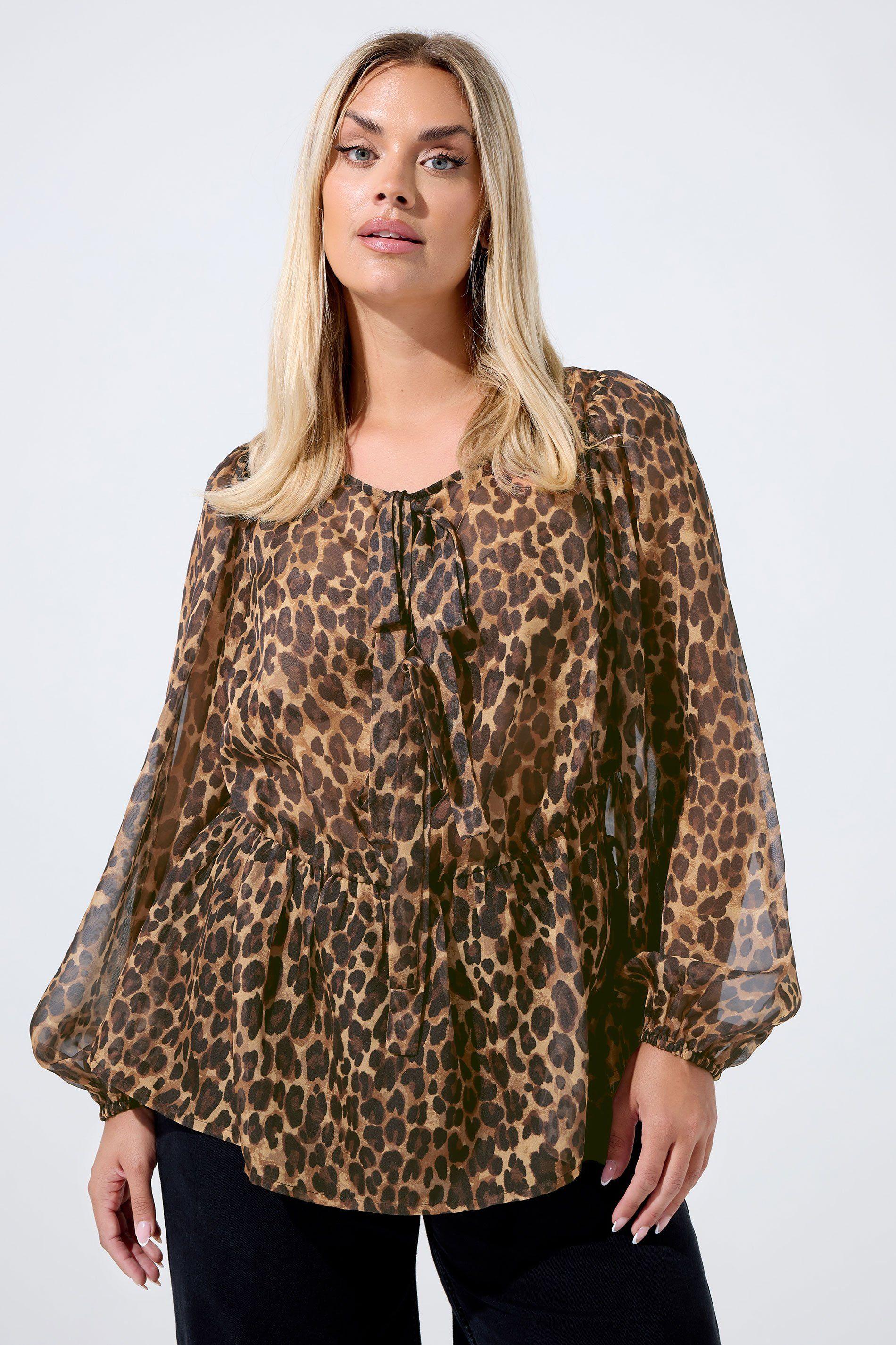 Leopard Bow Tie Front Blouse by YOURS
