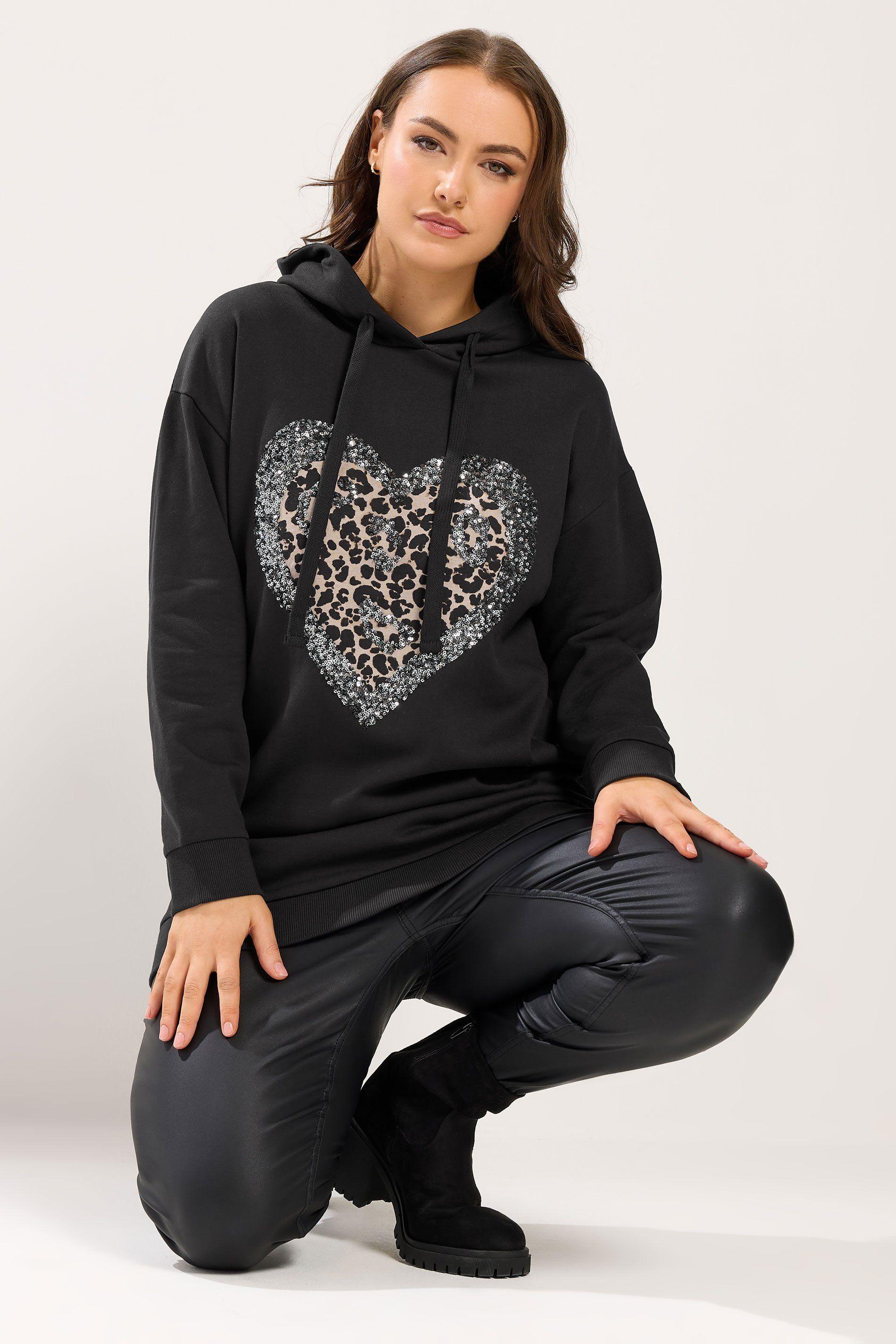 Leopard Heart Sequin Hoodie by YOURS