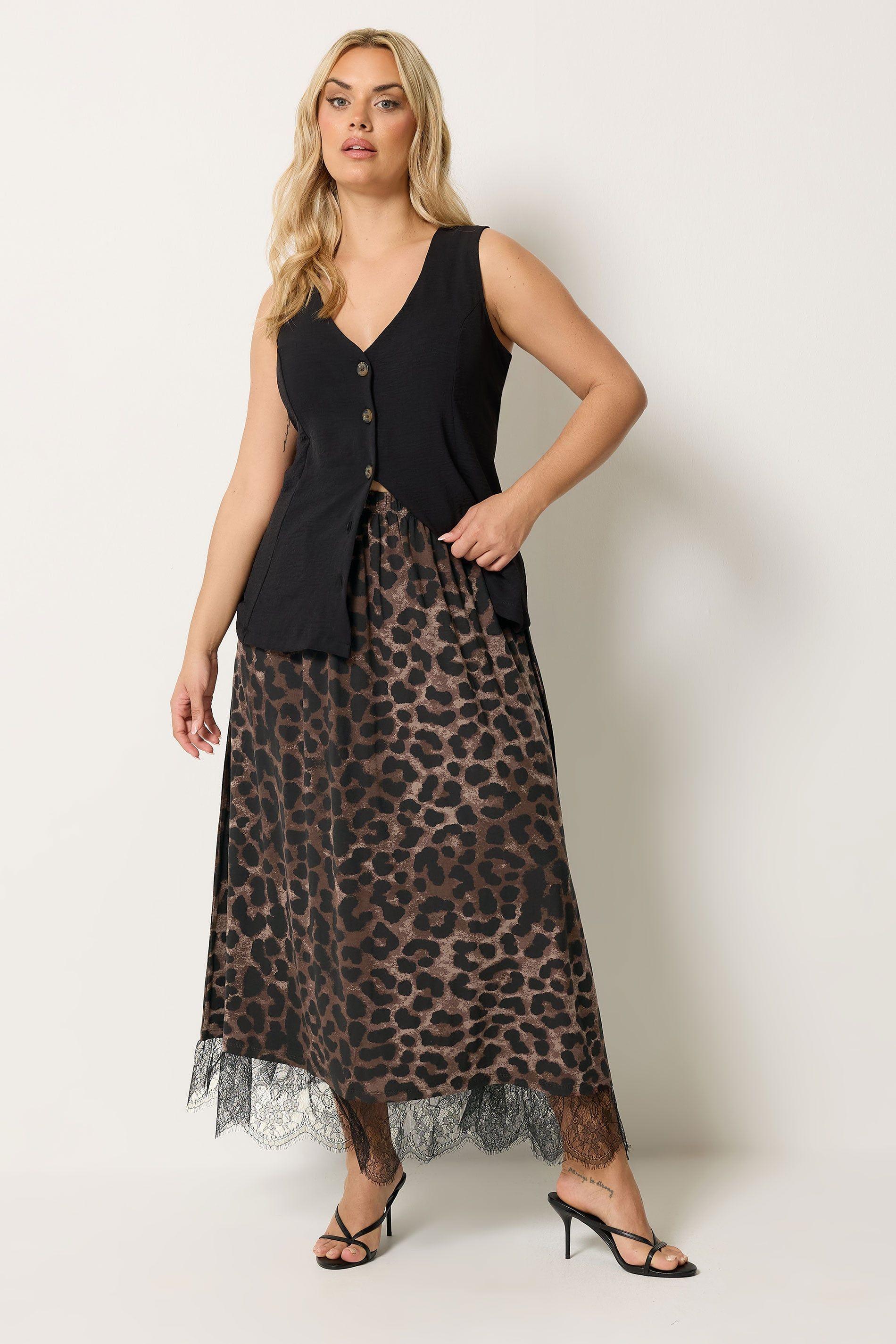 Leopard Lace Trim Skirt by YOURS