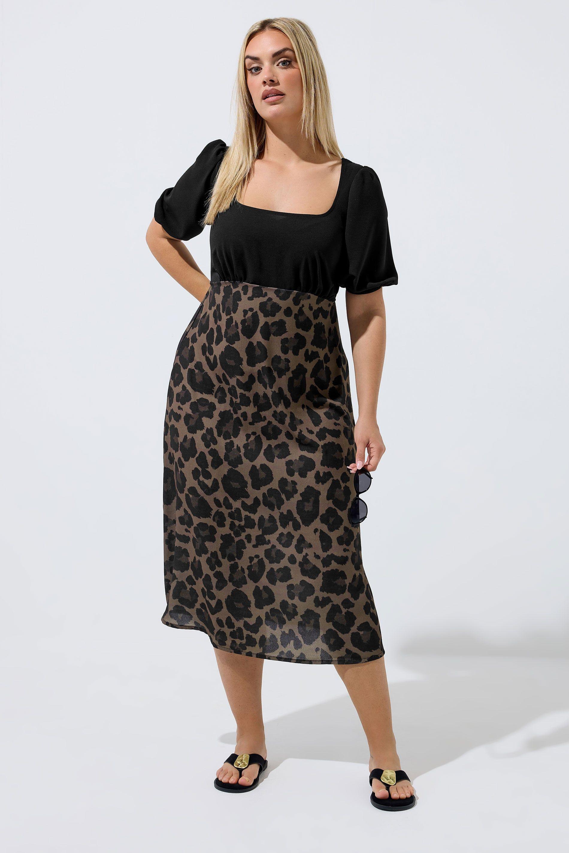 Leopard Print Mixed Dress by YOURS