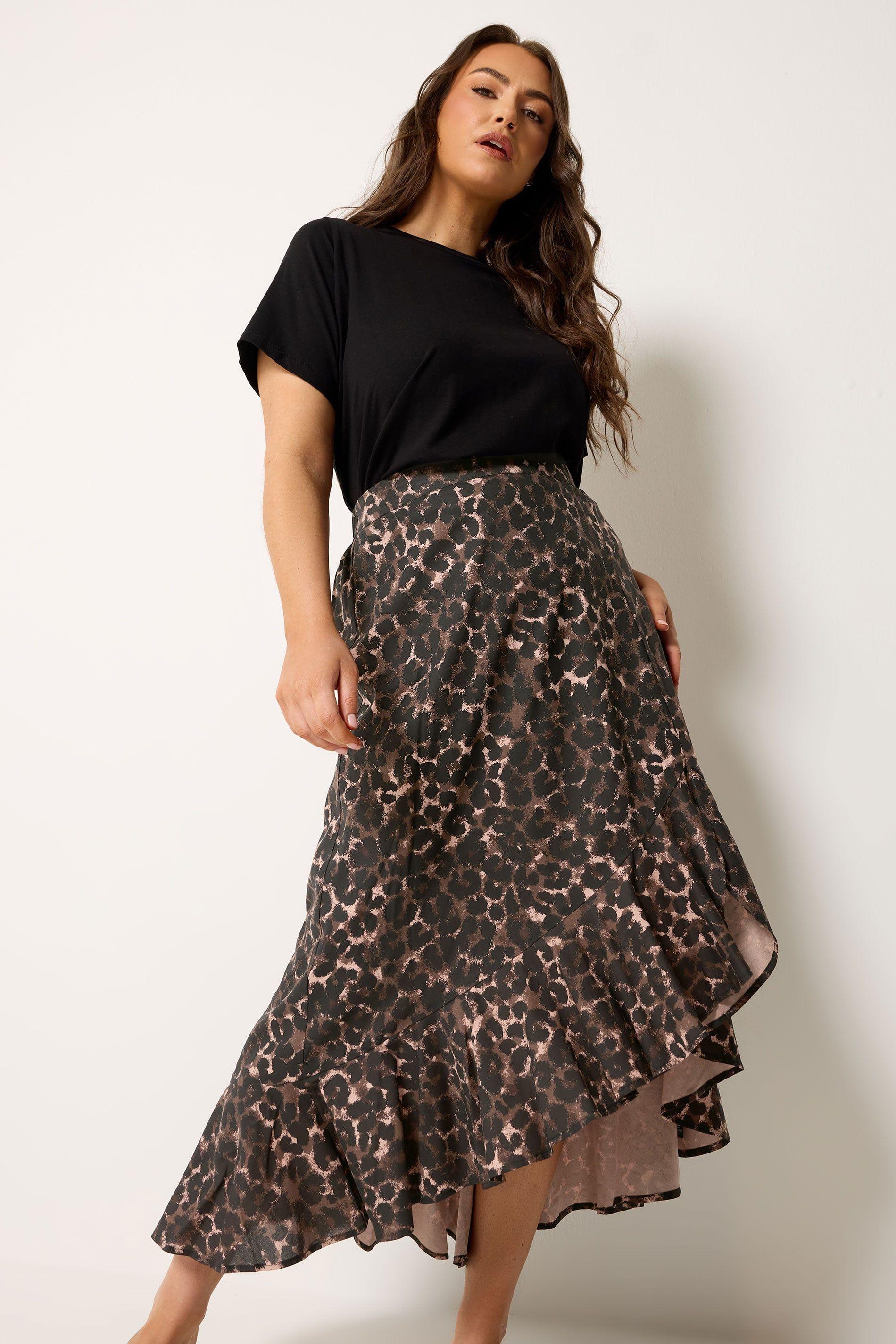 Leopard Print Ruffle Maxi Skirt by YOURS