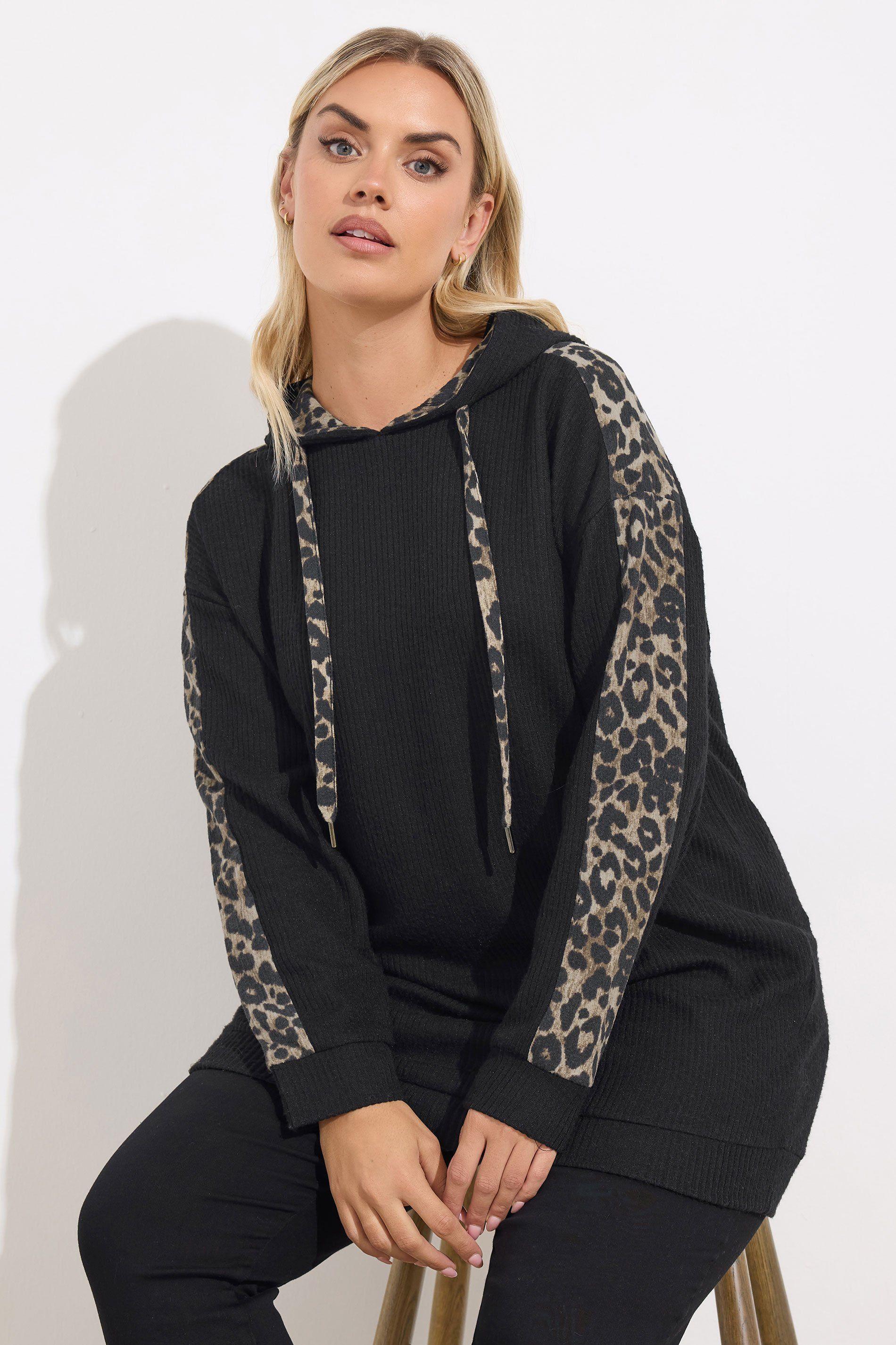 Leopard Print Trim Hoodie by YOURS