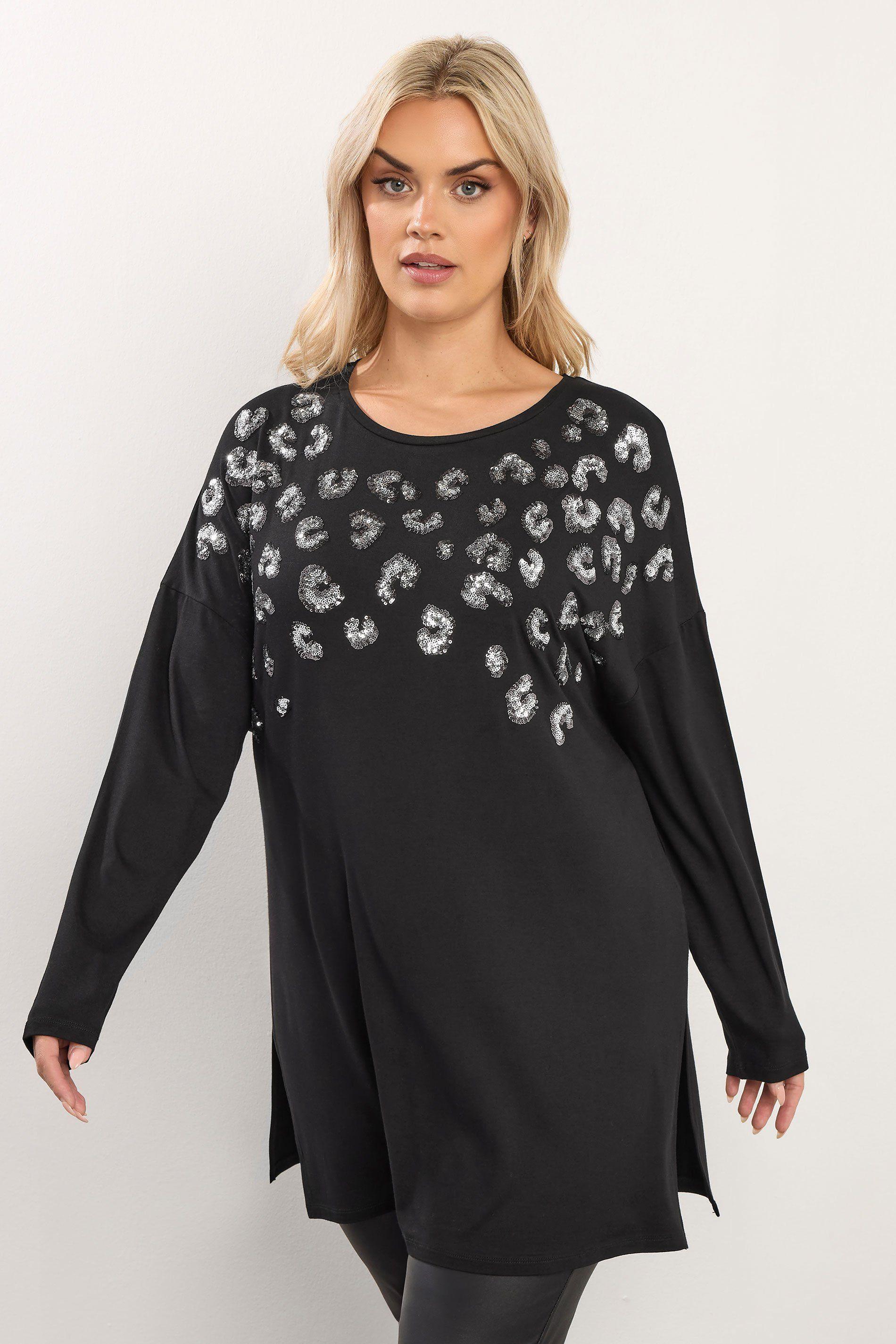 Leopard Sequin Long Sleeve Top by YOURS