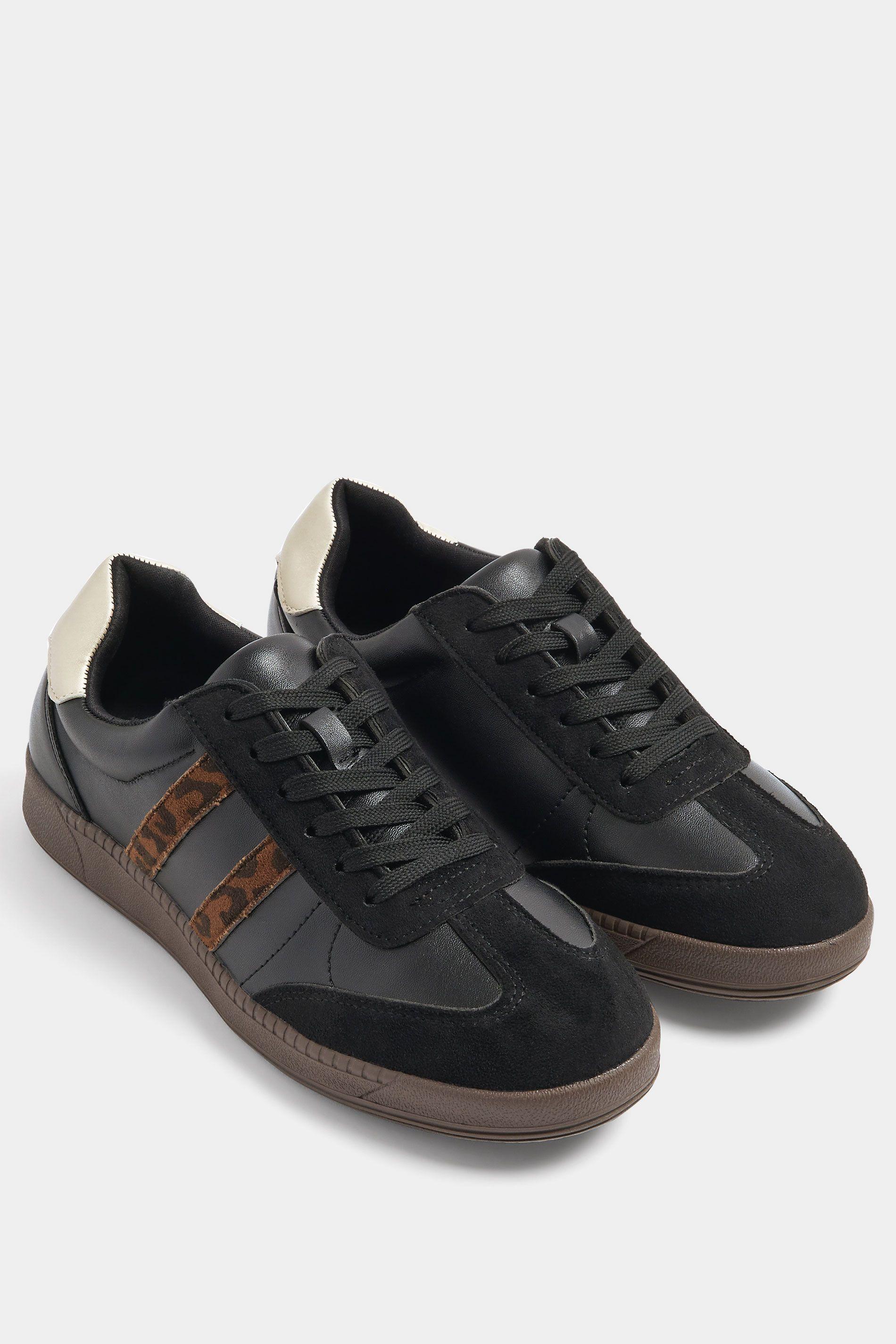 Leopard Side Stripe Trainers In Wide E Fit & Extra EEE Fit by YOURS