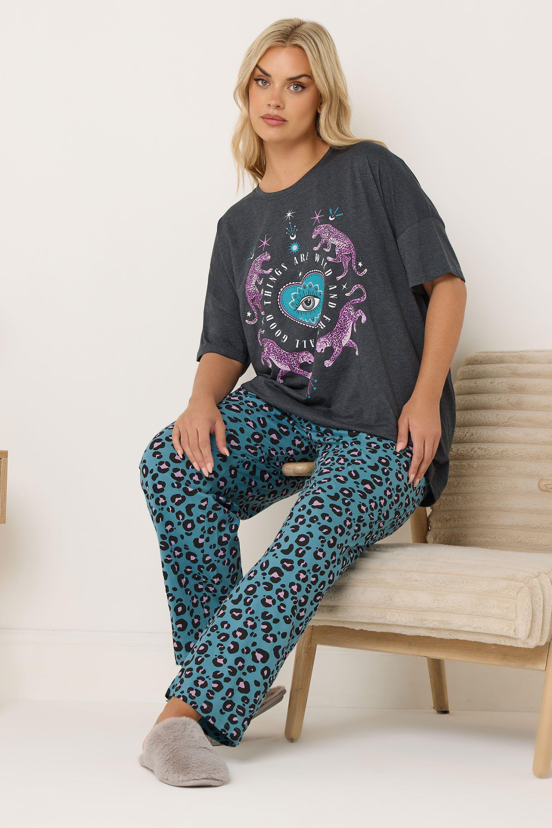 Leopard Wide Leg Pyjama Set by YOURS