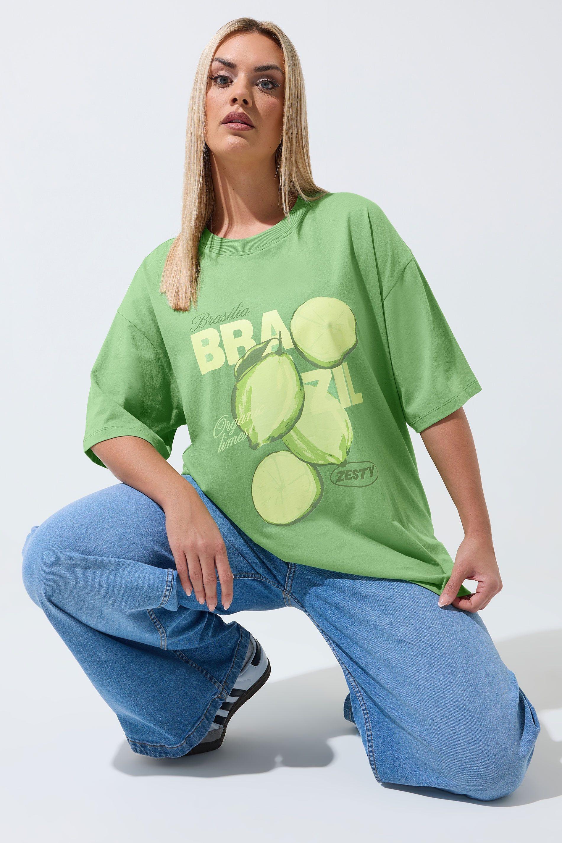 Lime Longline T-Shirt by YOURS