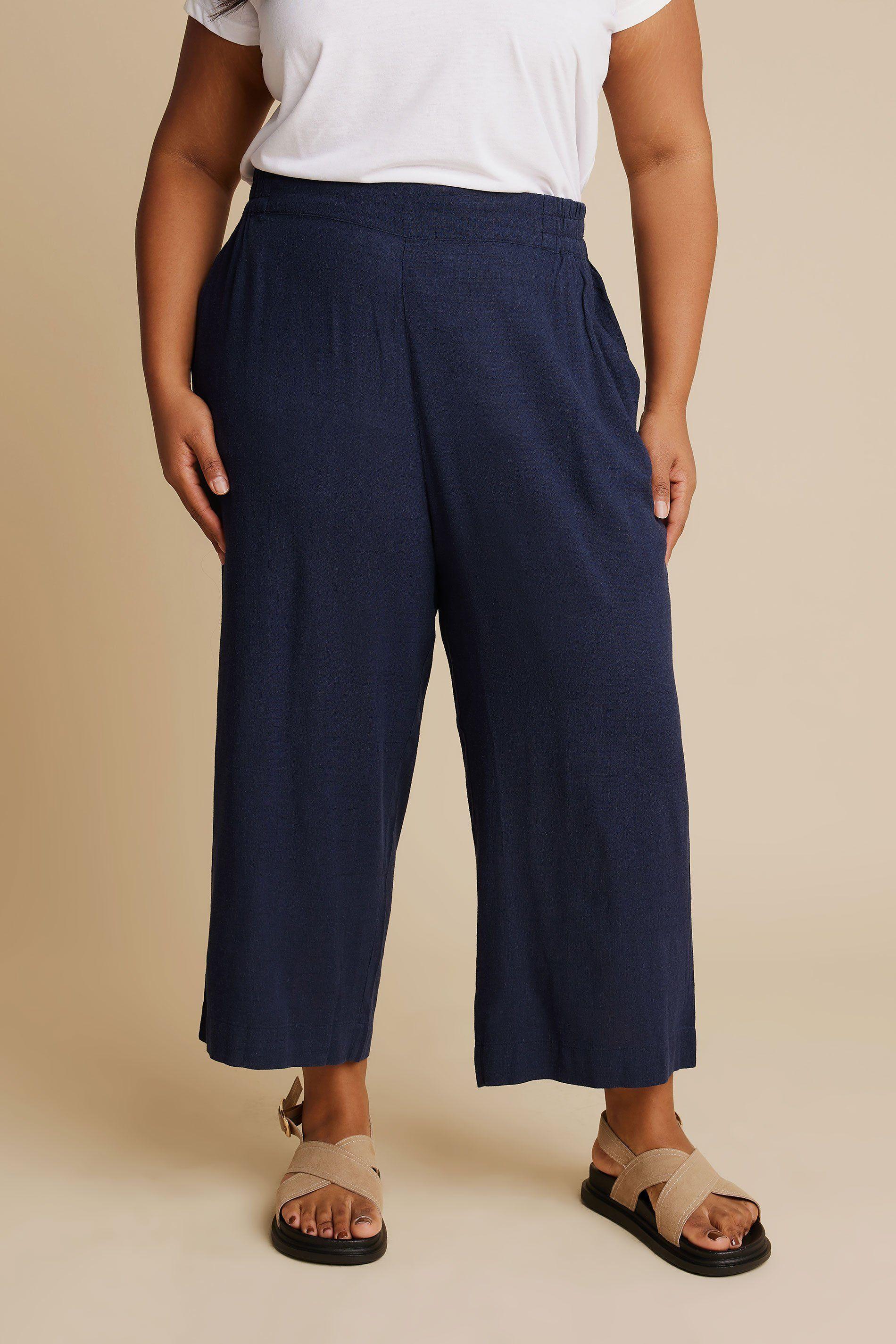 Linen Cropped Wide Leg Trousers by YOURS