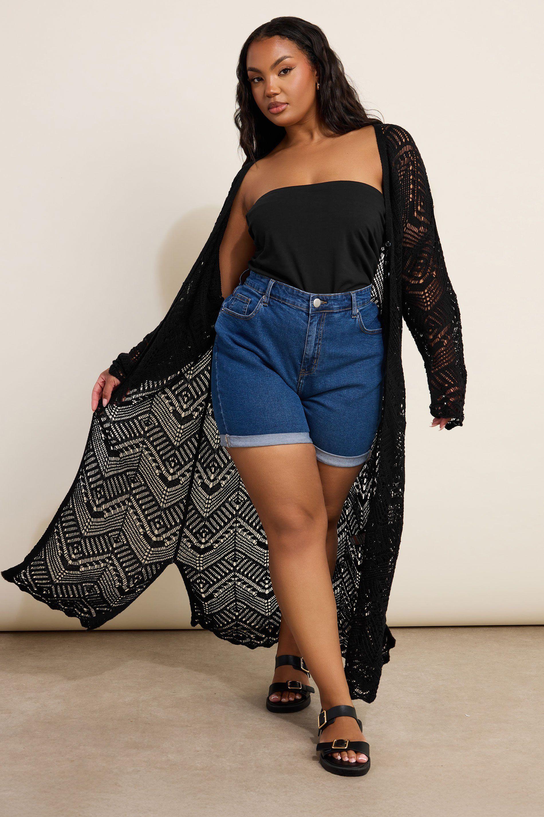Longline Crochet Cardigan by YOURS