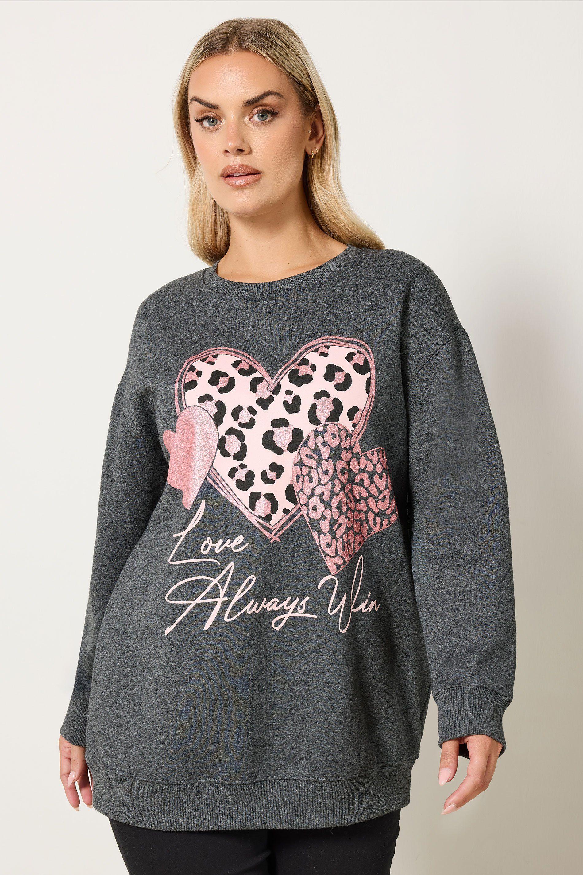 'Love Always' Glitter Heart Sweatshirt by YOURS