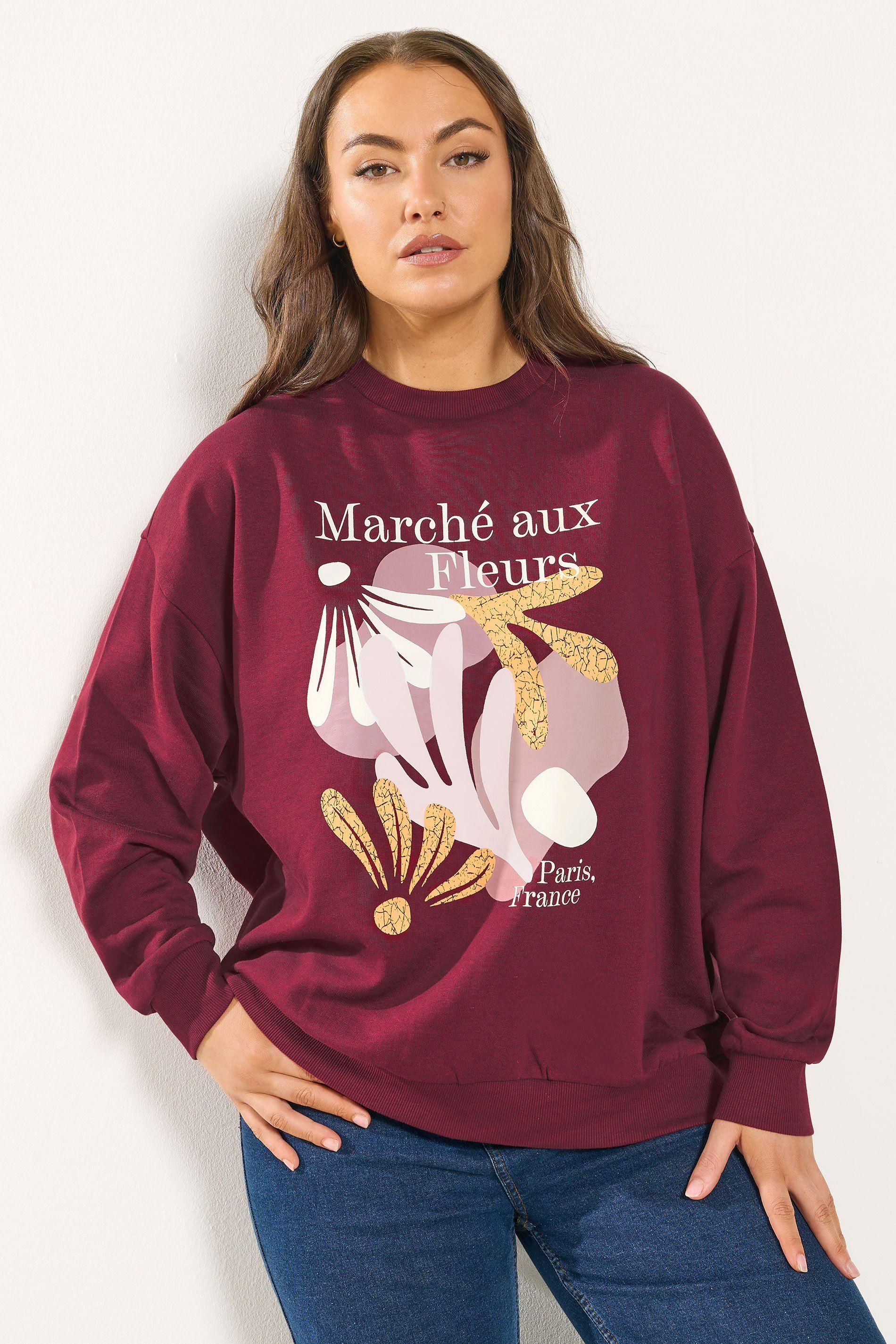 'Marche Aux Fleurs' Slogan Sweatshirt by YOURS