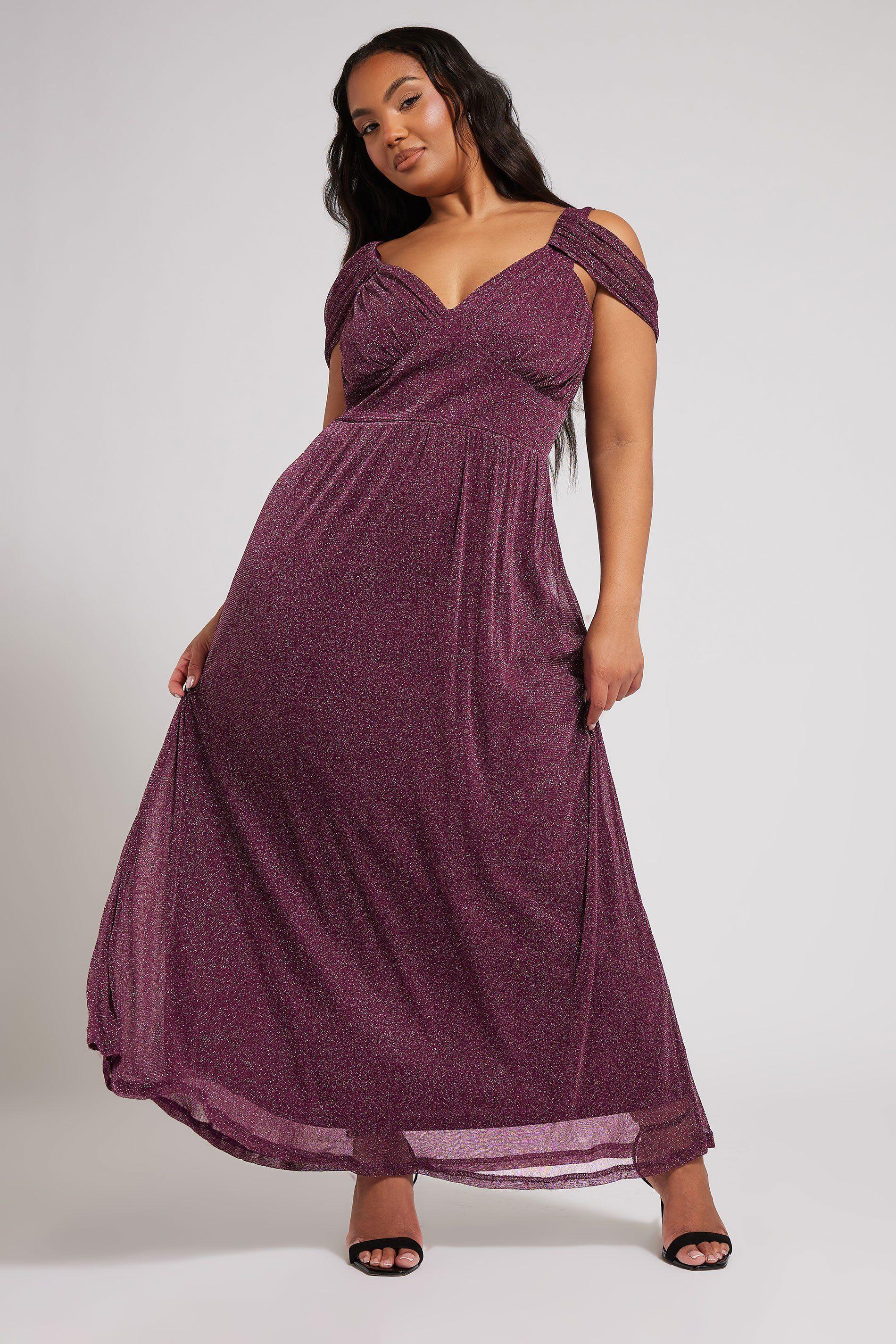 Metallic Cold Shoulder Maxi Dress by YOURS