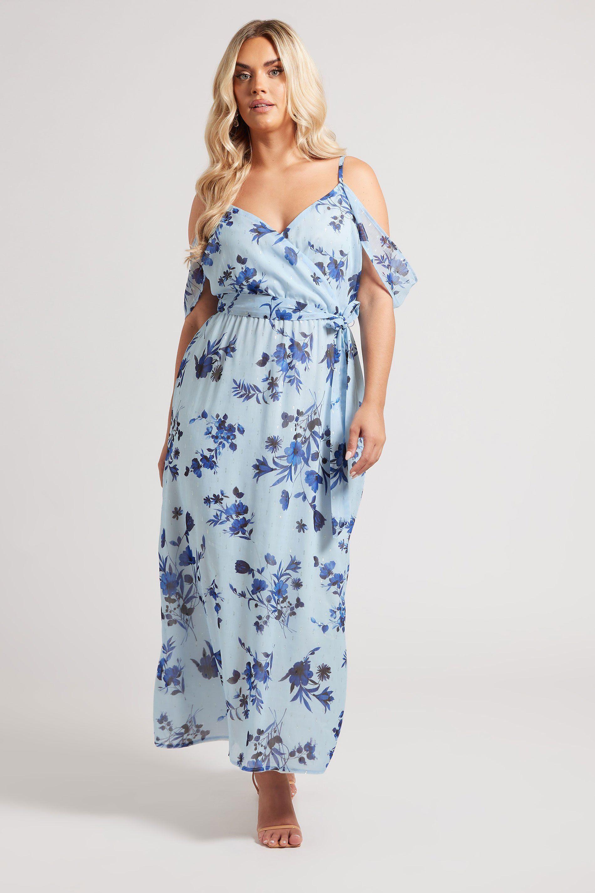 Metallic Floral Wrap Midaxi Dress by YOURS Metallic Floral Wrap Midaxi Dress by YOURS