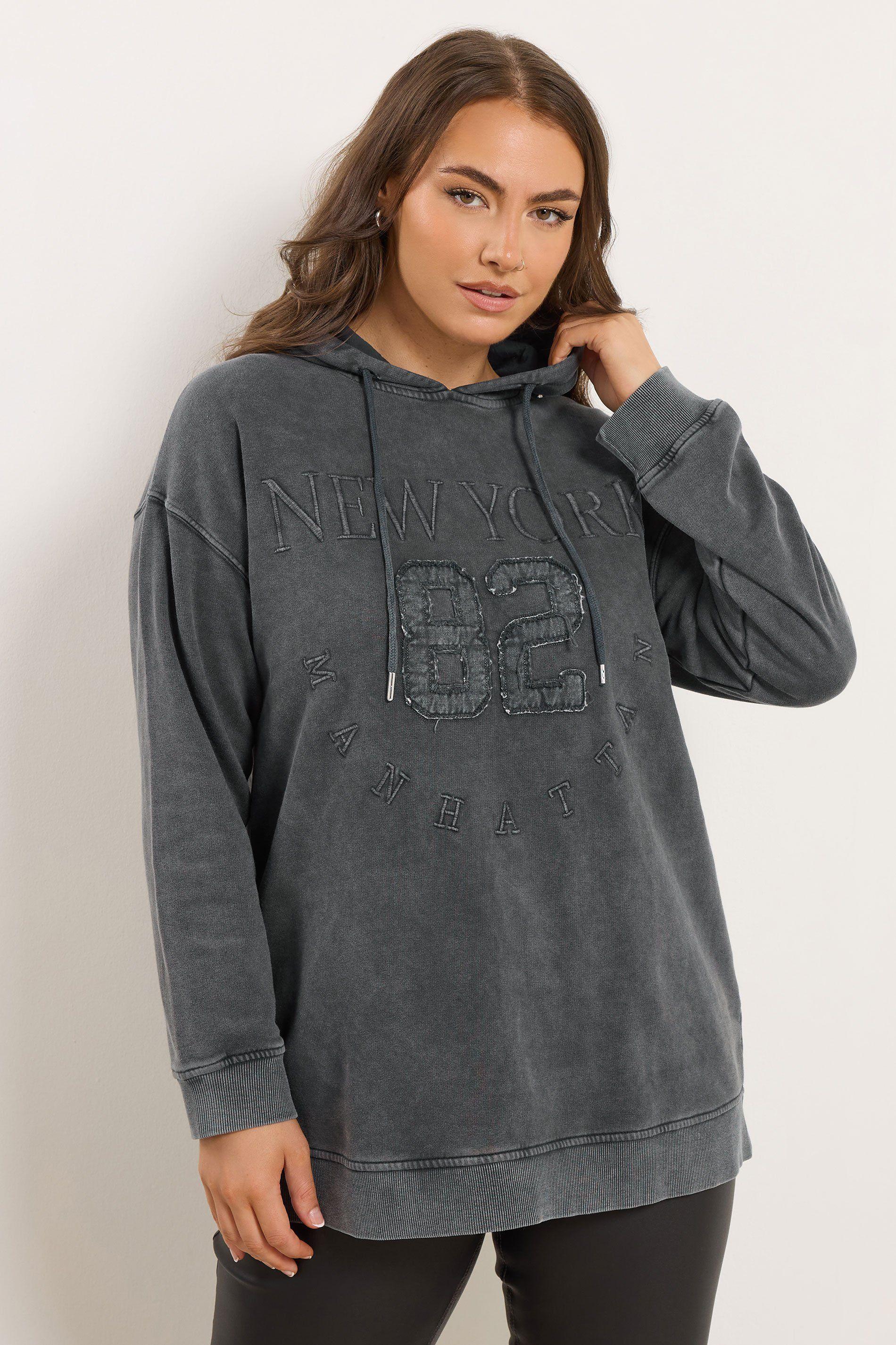 'New York' Embroidered Slogan Hoodie by YOURS
