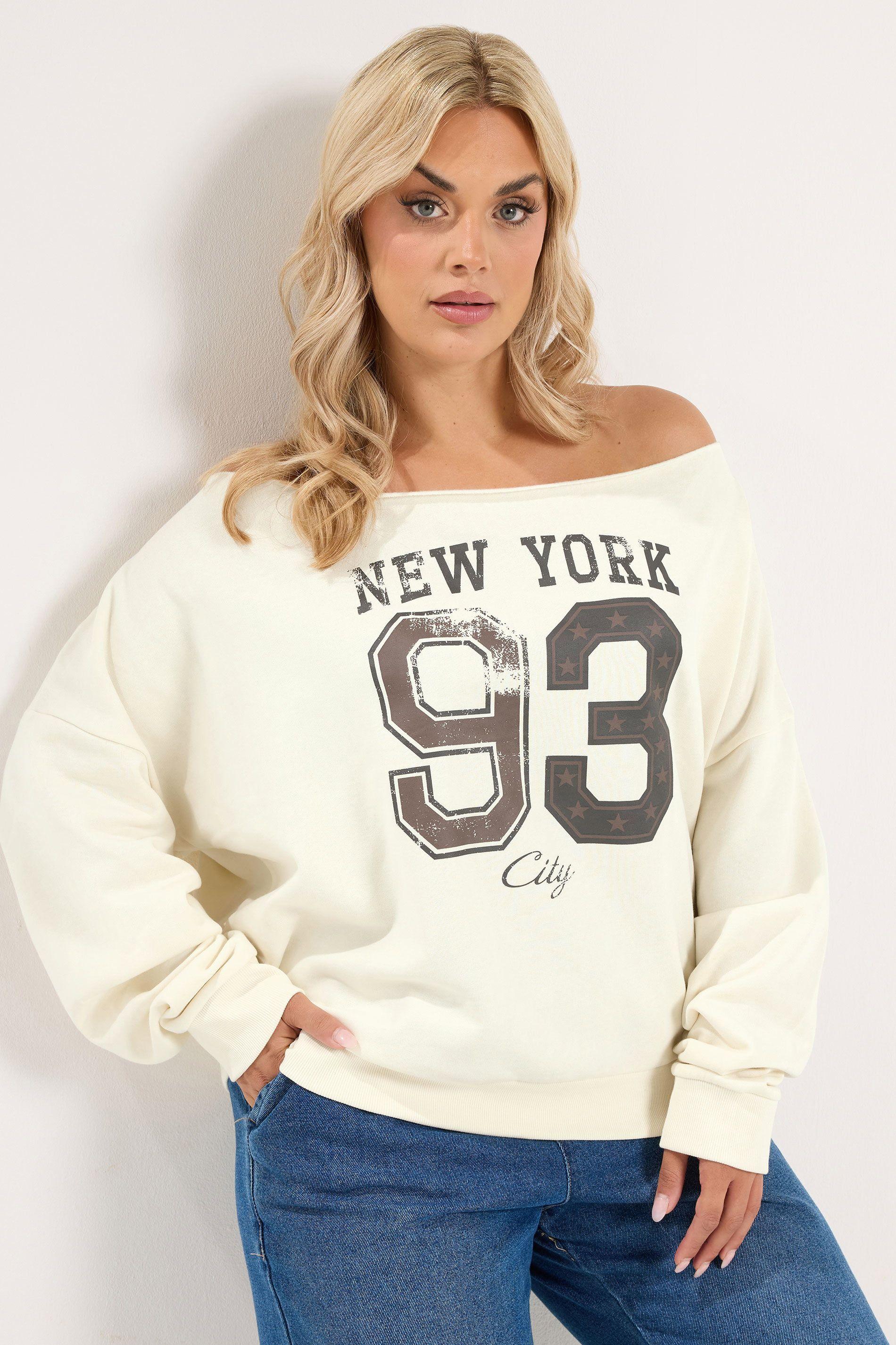 'New York' Off Shoulder Sweatshirt by YOURS